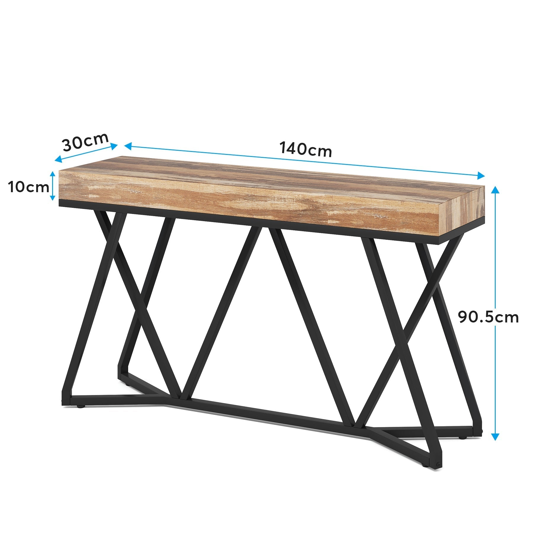 Tribesigns Houten Consoletafel, Entreeconsole met Unieke Metalen Basis, Lage Tafel