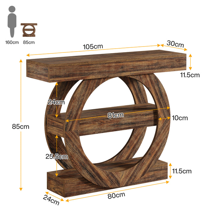 Tribesigns Console de 105 cm, Table d'entrée de canapé à 3 niveaux avec compartiments de rangement
