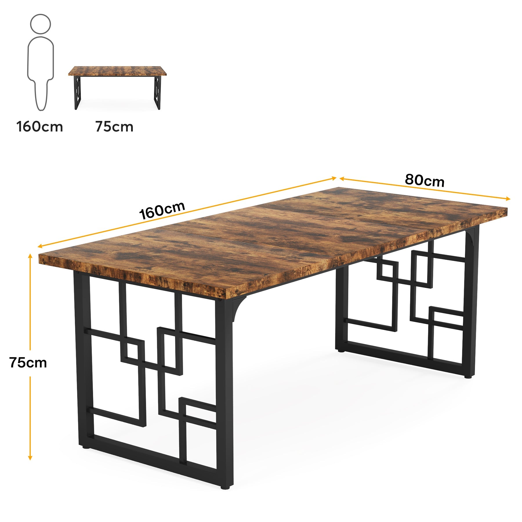 Tribesigns Table à manger industrielle, Table de cuisine rectangulaire pour 6 à 8 personnes