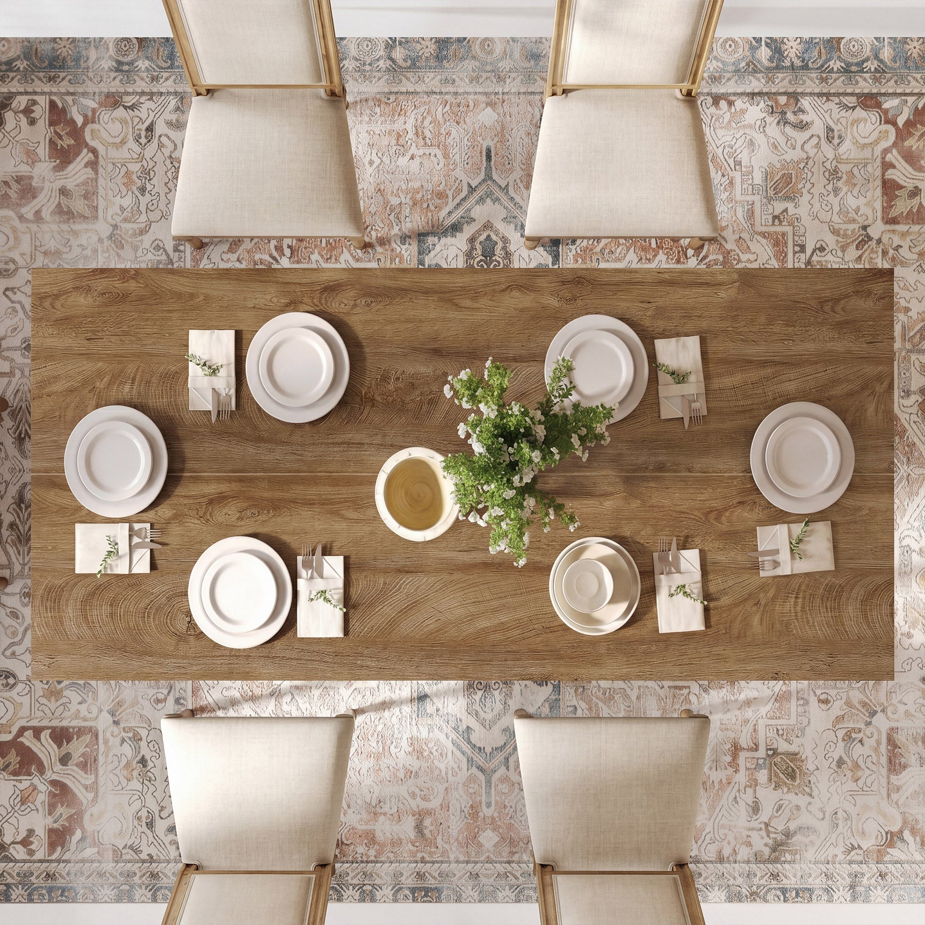 Tribesigns Table à Manger 158 cm, Table de Cuisine Rectangulaire avec Structure Métallique
