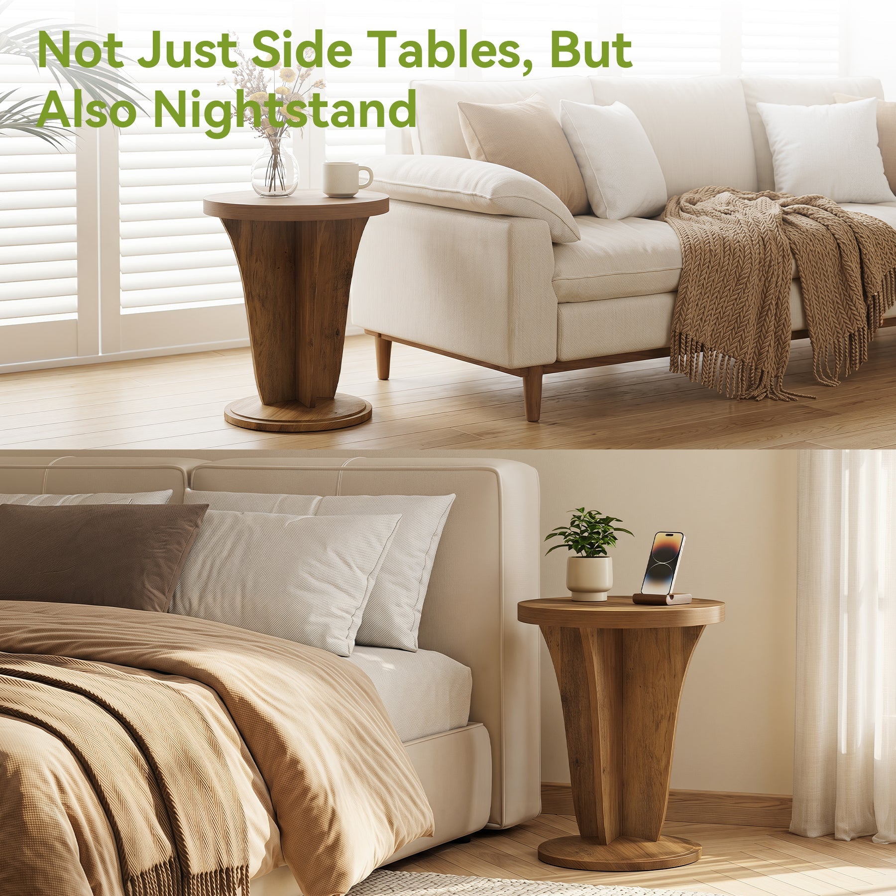 Tribesigns Table d’Appoint Ronde en Bois 50 cm pour Salon