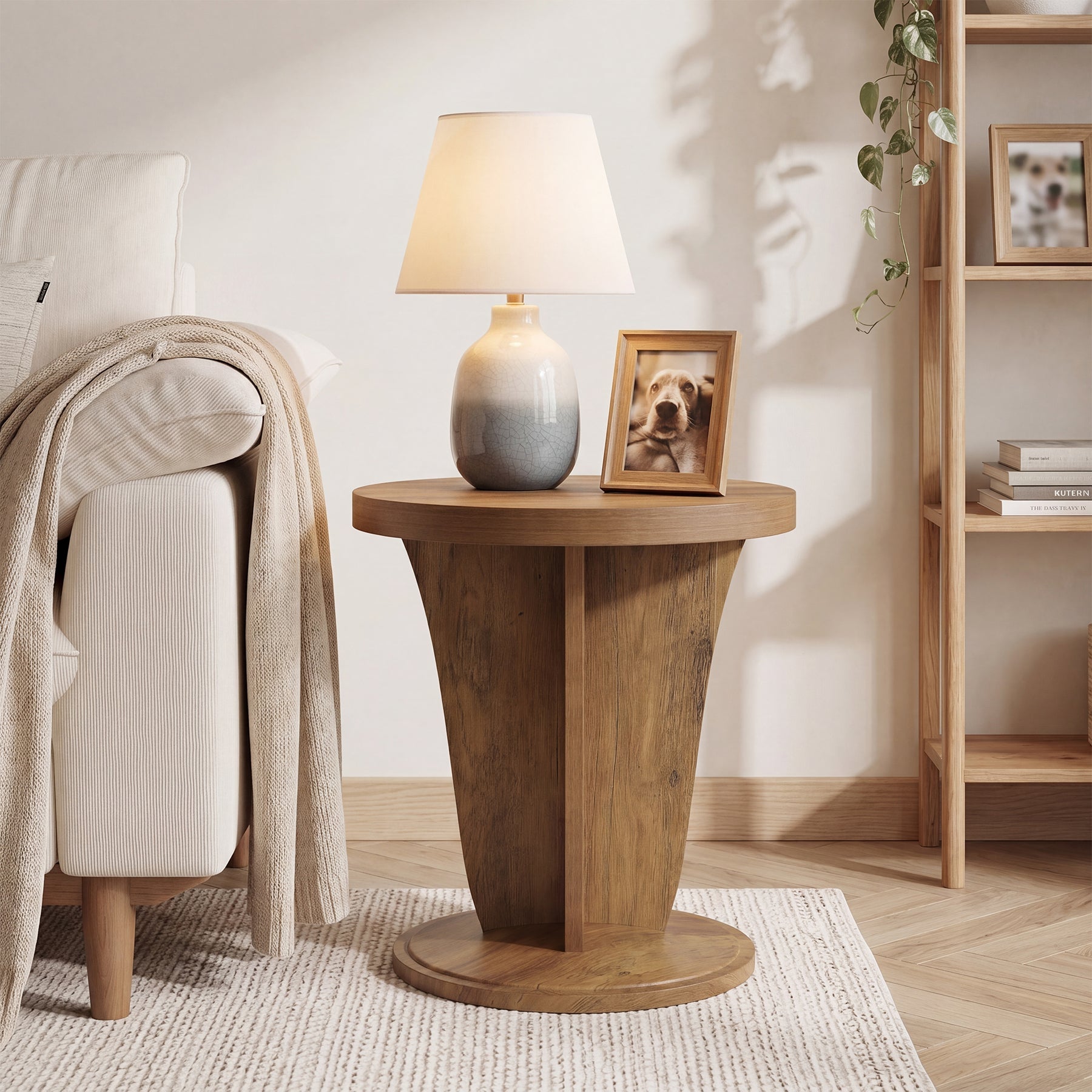 Tribesigns Table d’Appoint Ronde en Bois 50 cm pour Salon