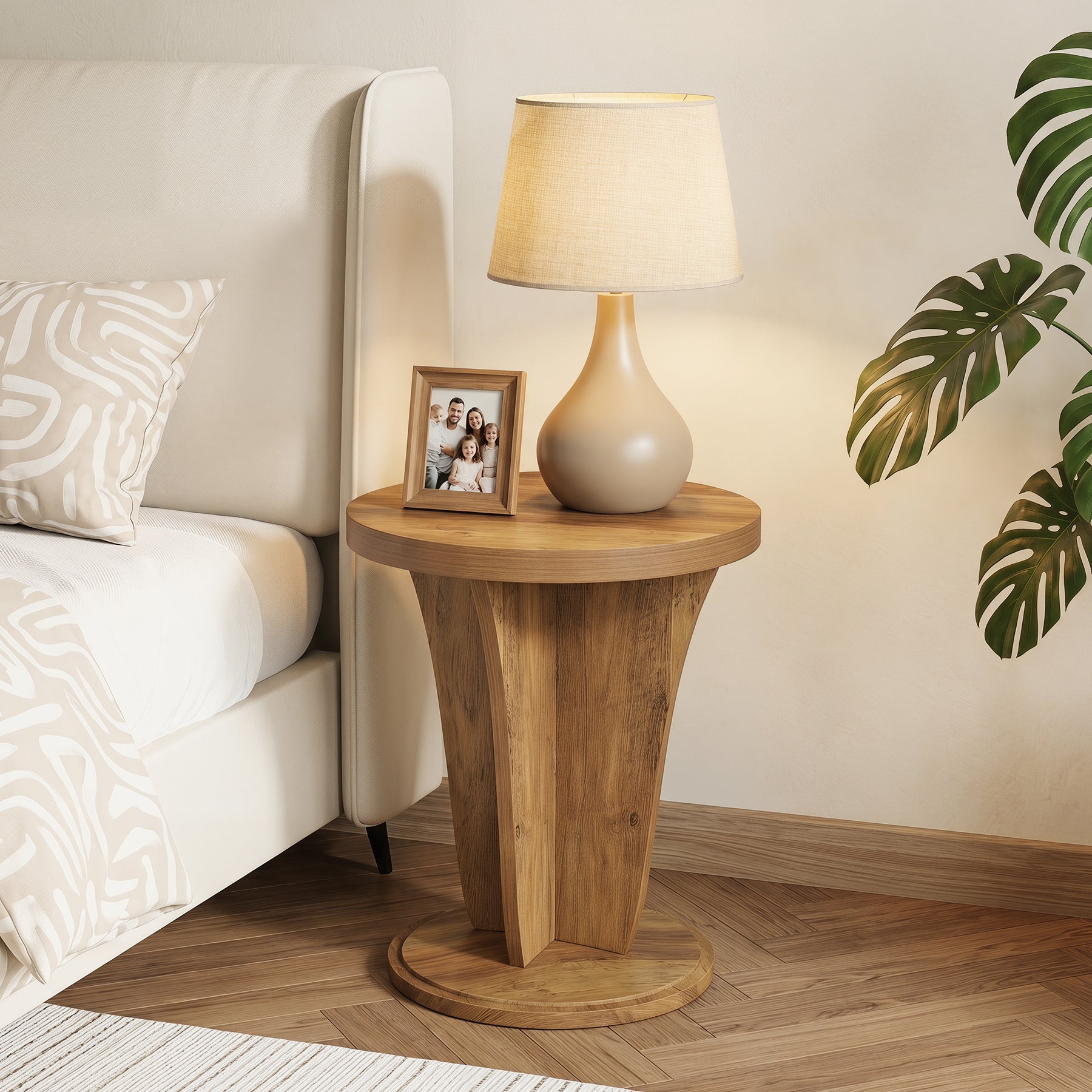 Tribesigns Table d’Appoint Ronde en Bois 50 cm pour Salon
