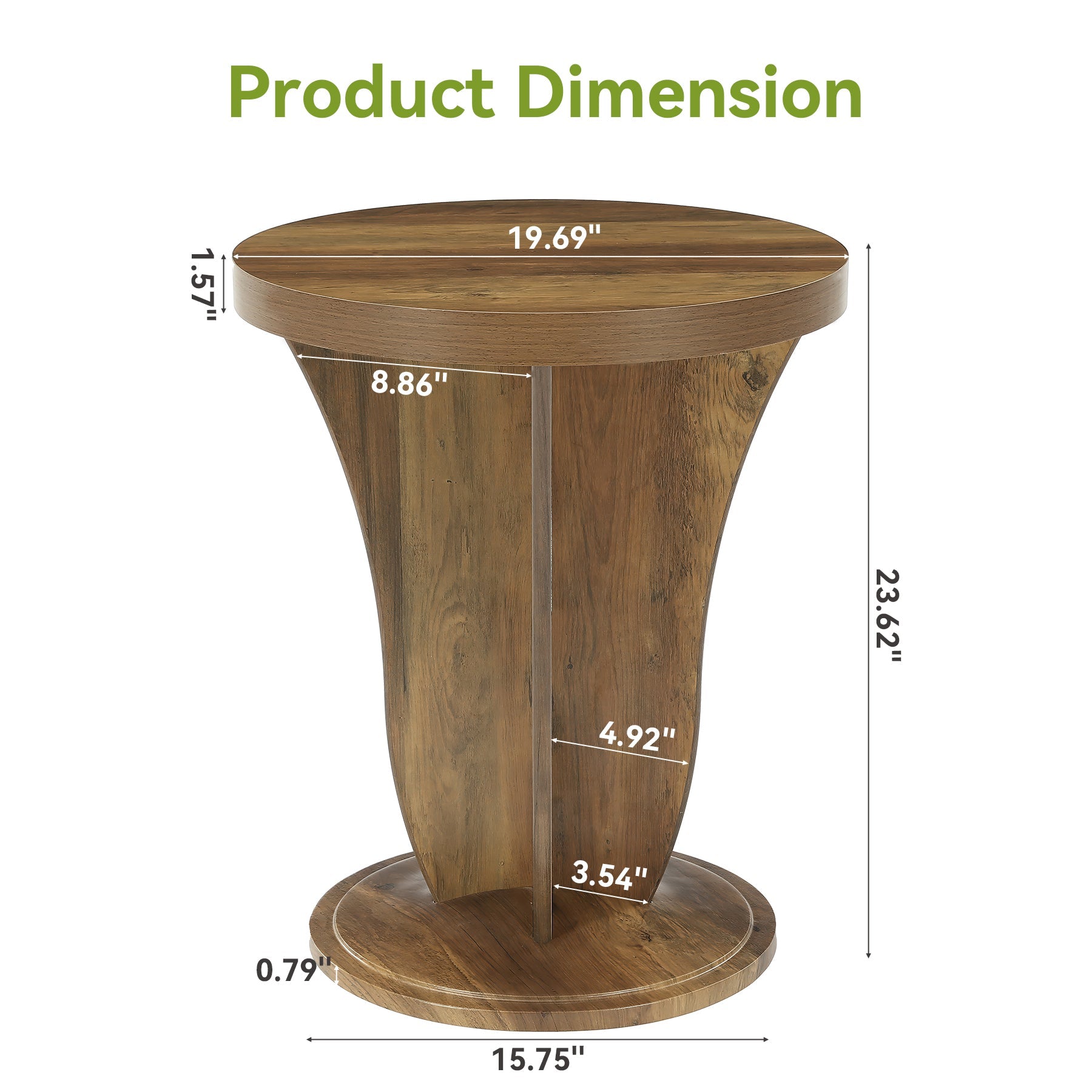 Tribesigns Table d’Appoint Ronde en Bois 50 cm pour Salon