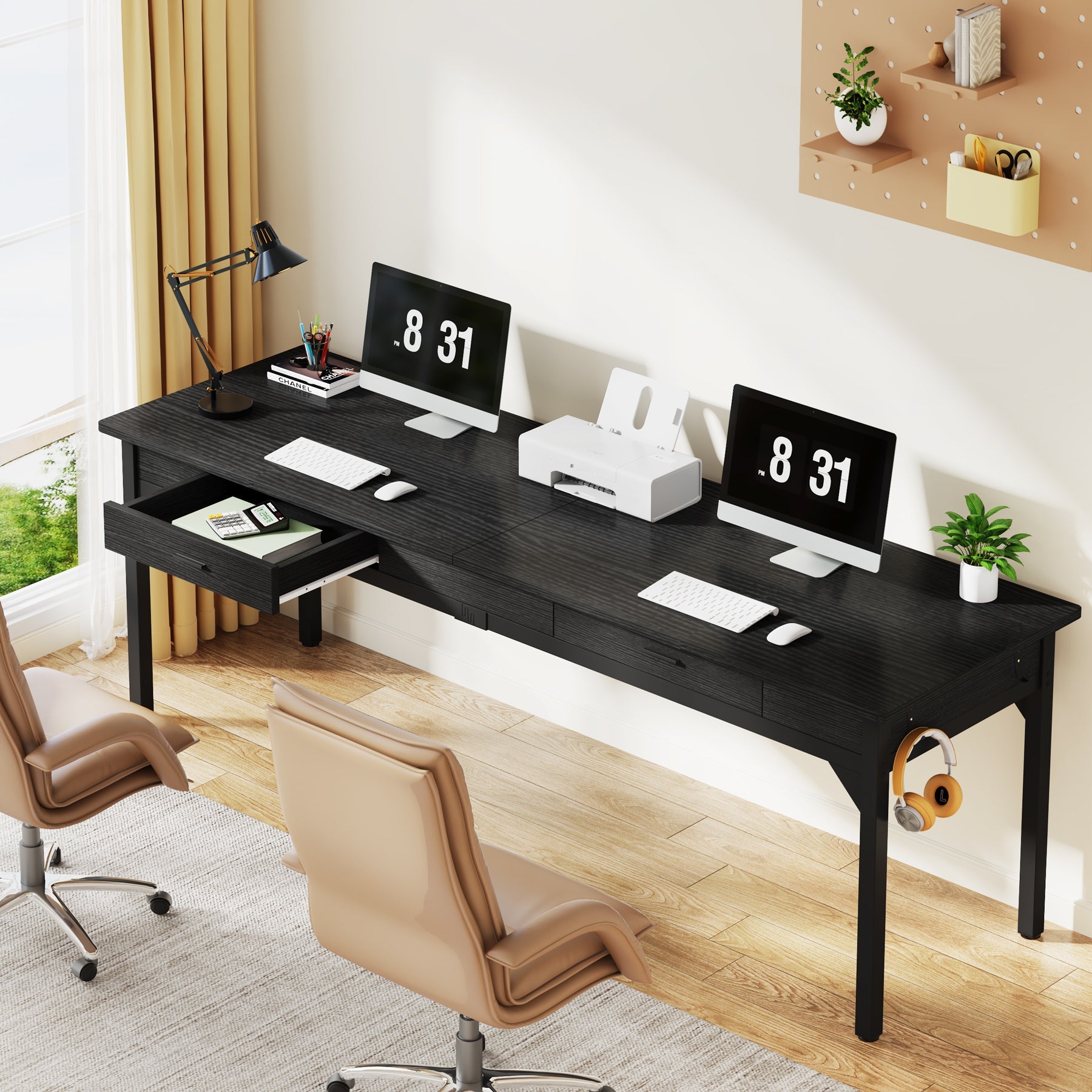 Tribesigns Extra Lang Computerbureau, Bureau voor Twee Personen met 2 Lades