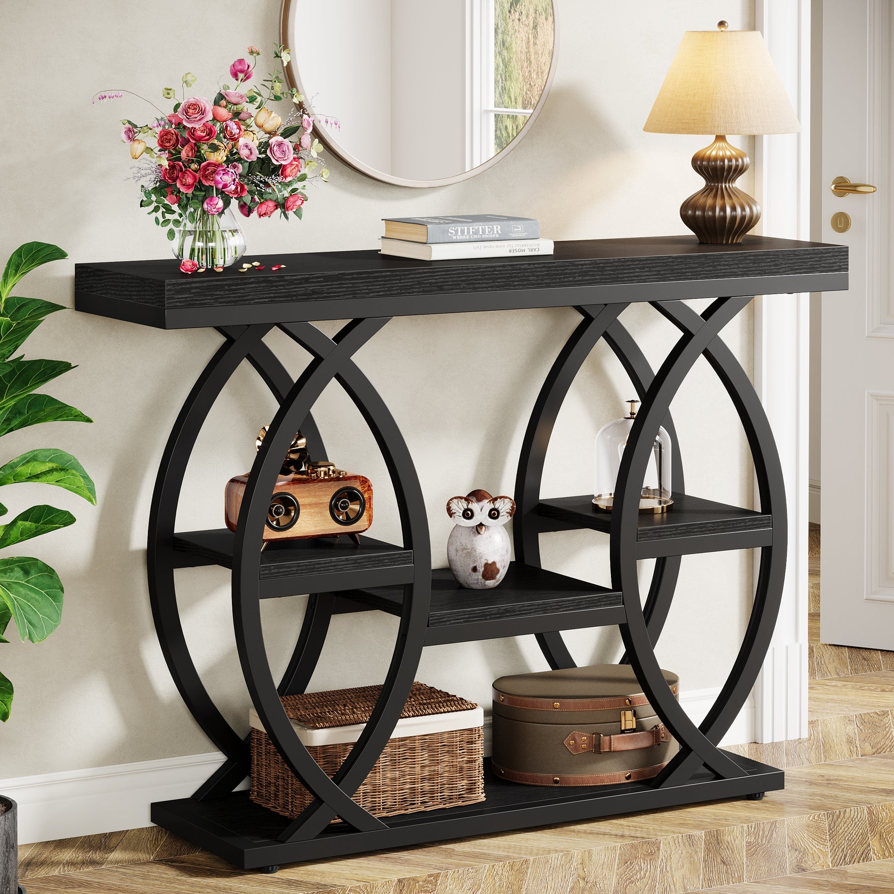 Tribesigns Console van 100 cm, 4-laags banktafel, haltafel met planken