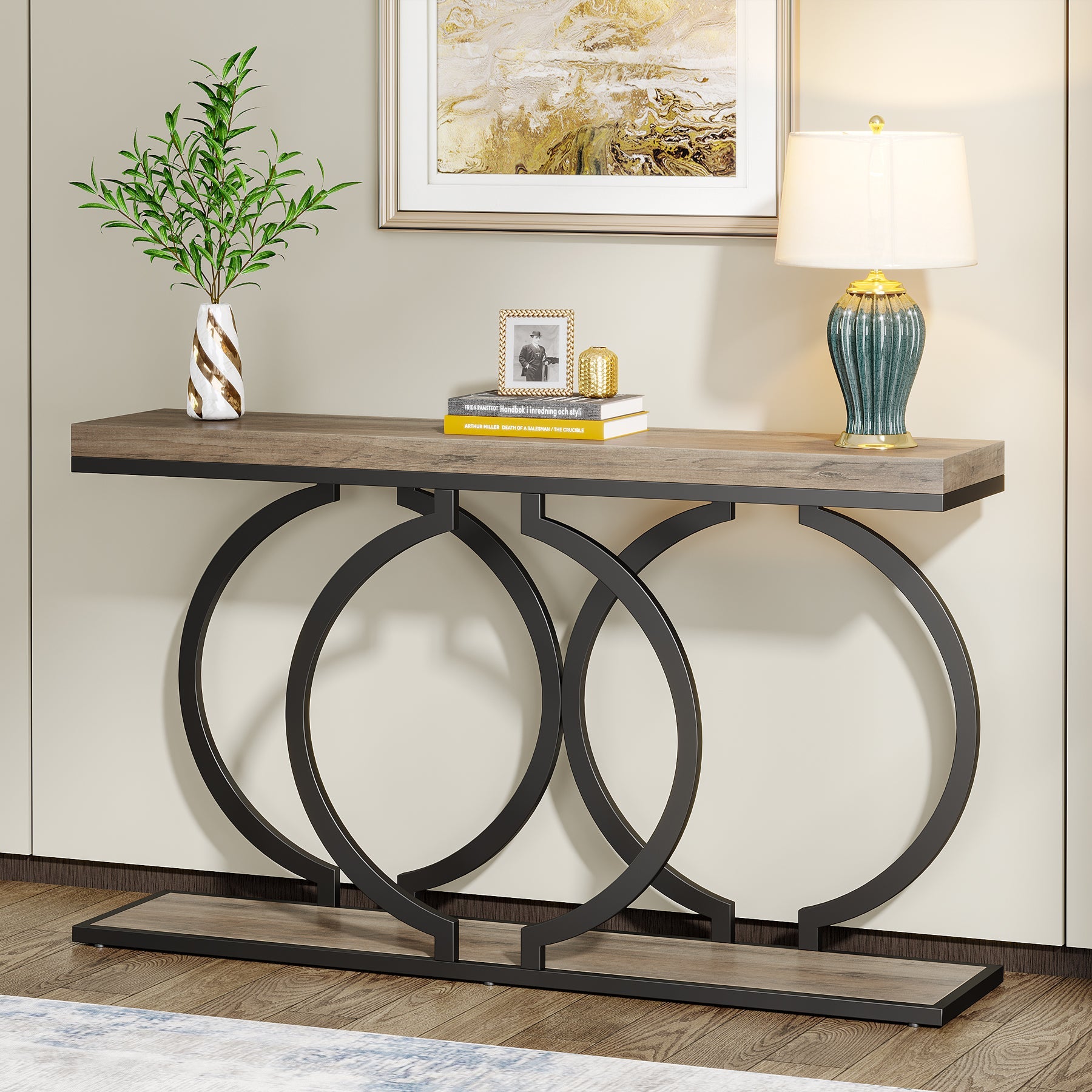 Tribesigns Gouden Consolle tafel 140 cm, Moderne haltafel voor de entree