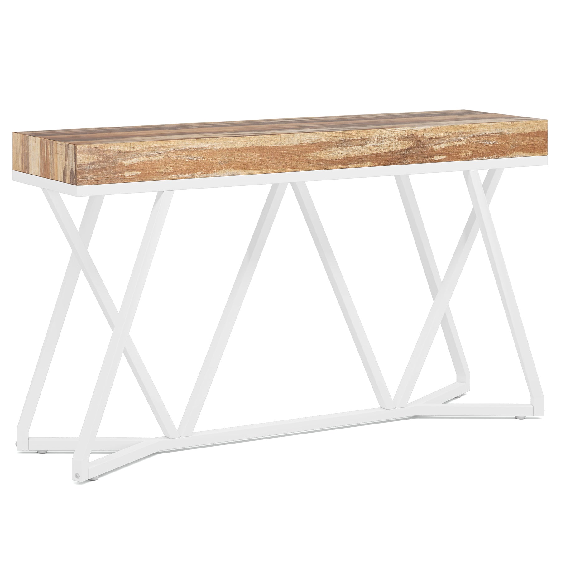 Tribesigns Houten Consoletafel, Entreeconsole met Unieke Metalen Basis, Lage Tafel