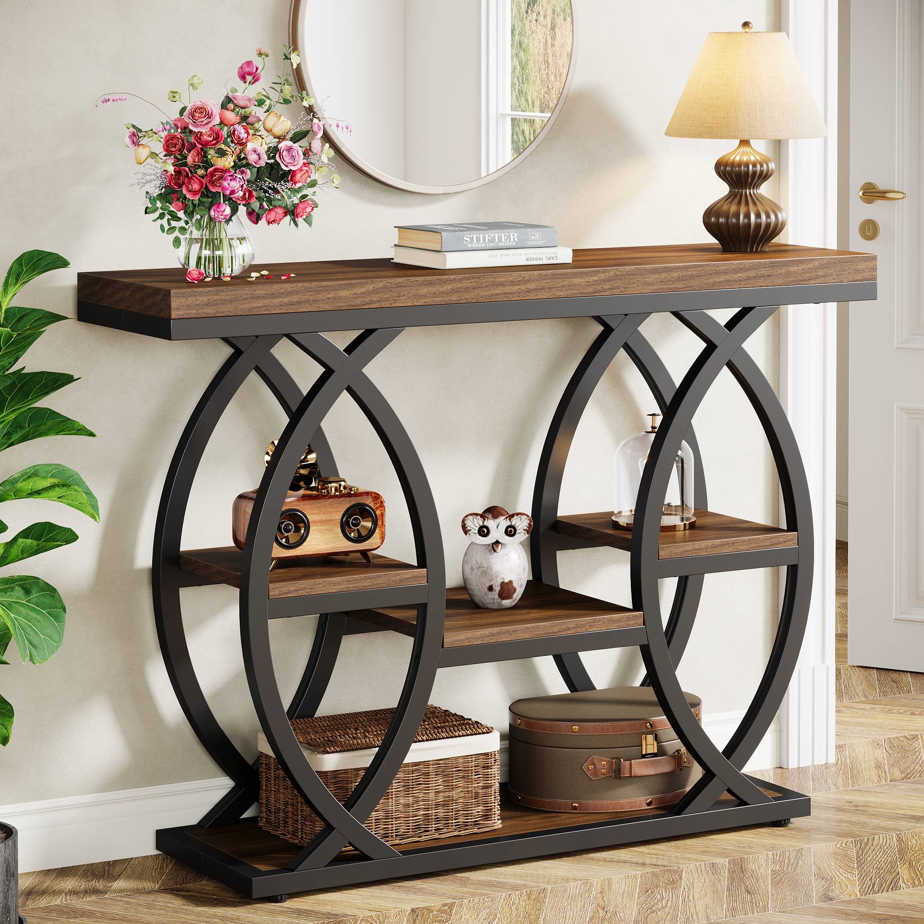 Tribesigns Console van 100 cm, 4-laags banktafel, haltafel met planken