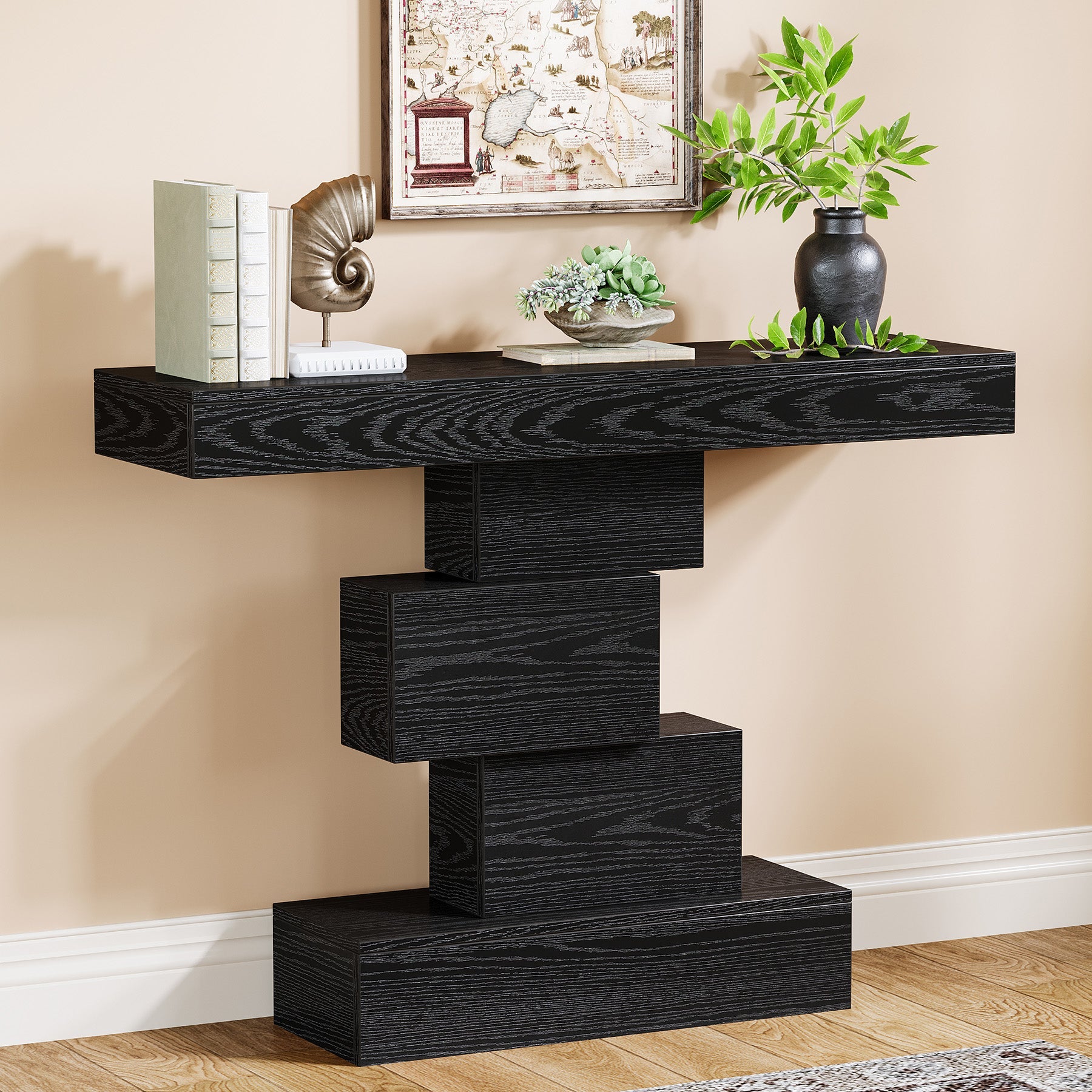 Tribesigns Console de 108 cm, Table de canapé en bois Table d'appoint avec base géométrique