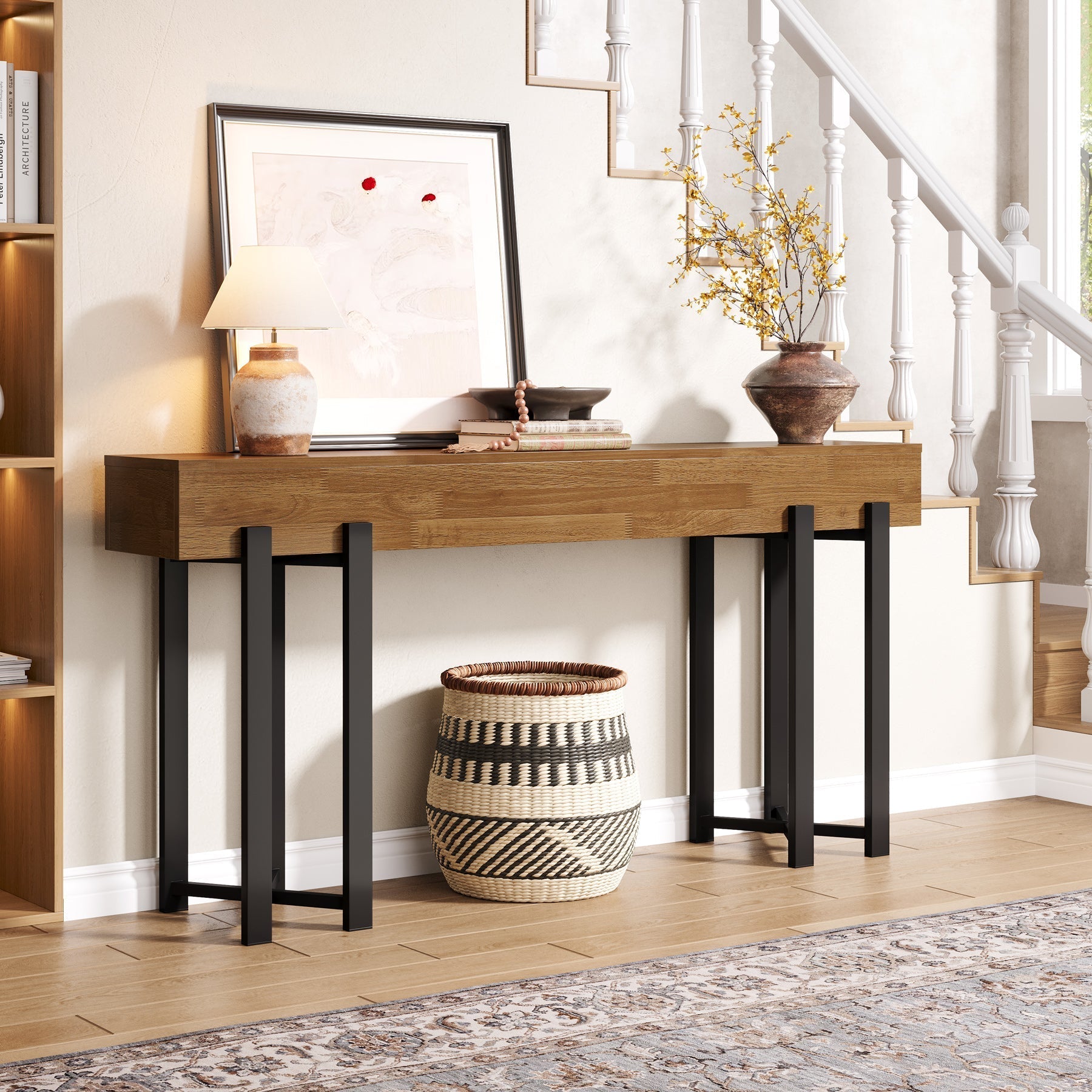 Tribesigns Console de 160 cm, Table-banc en bois pour hall d'entrée