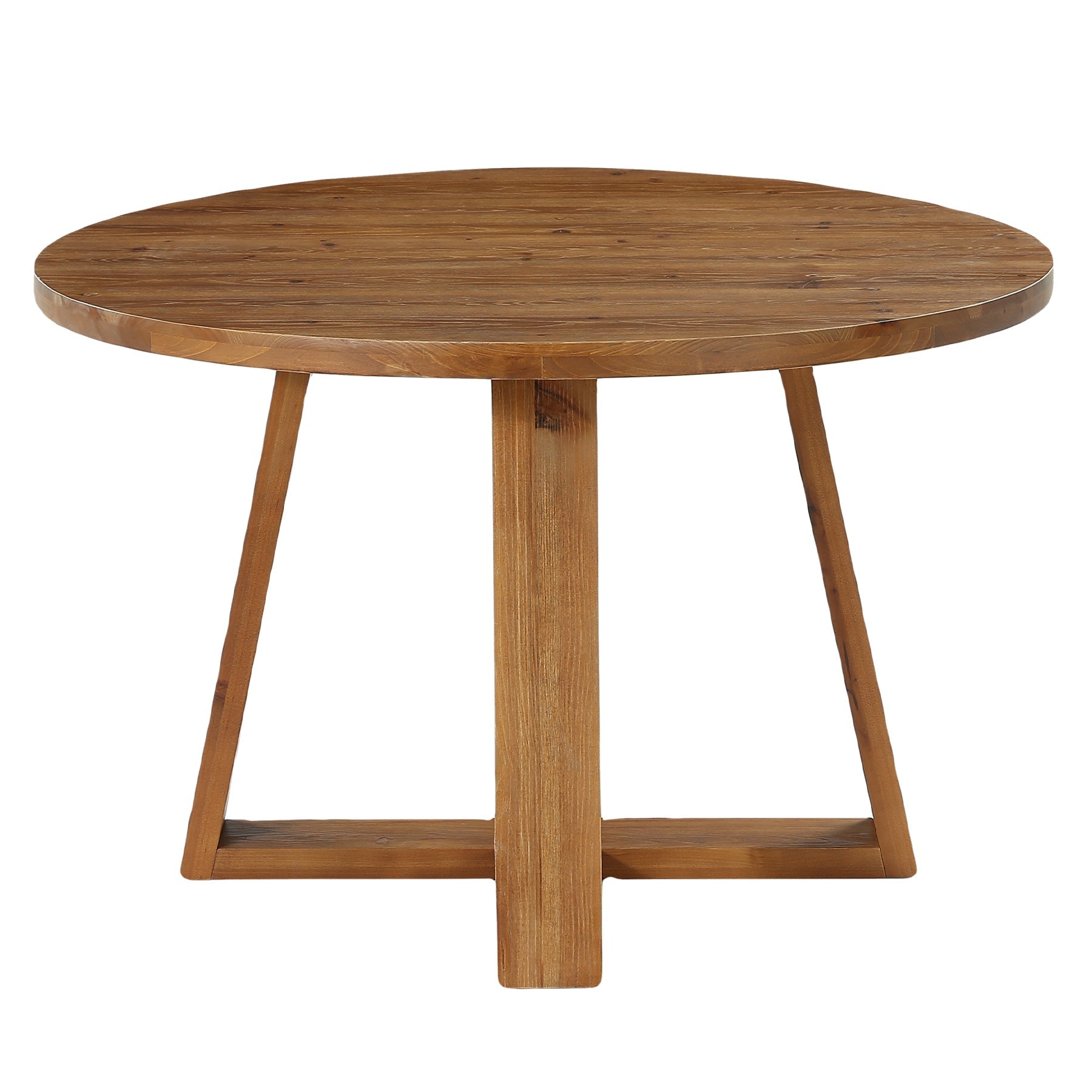 Tribesigns Ronde Eettafel 120 cm, Rustieke Eetkamertafel van Massief Hout met Schragenonderstel voor 4 Personen