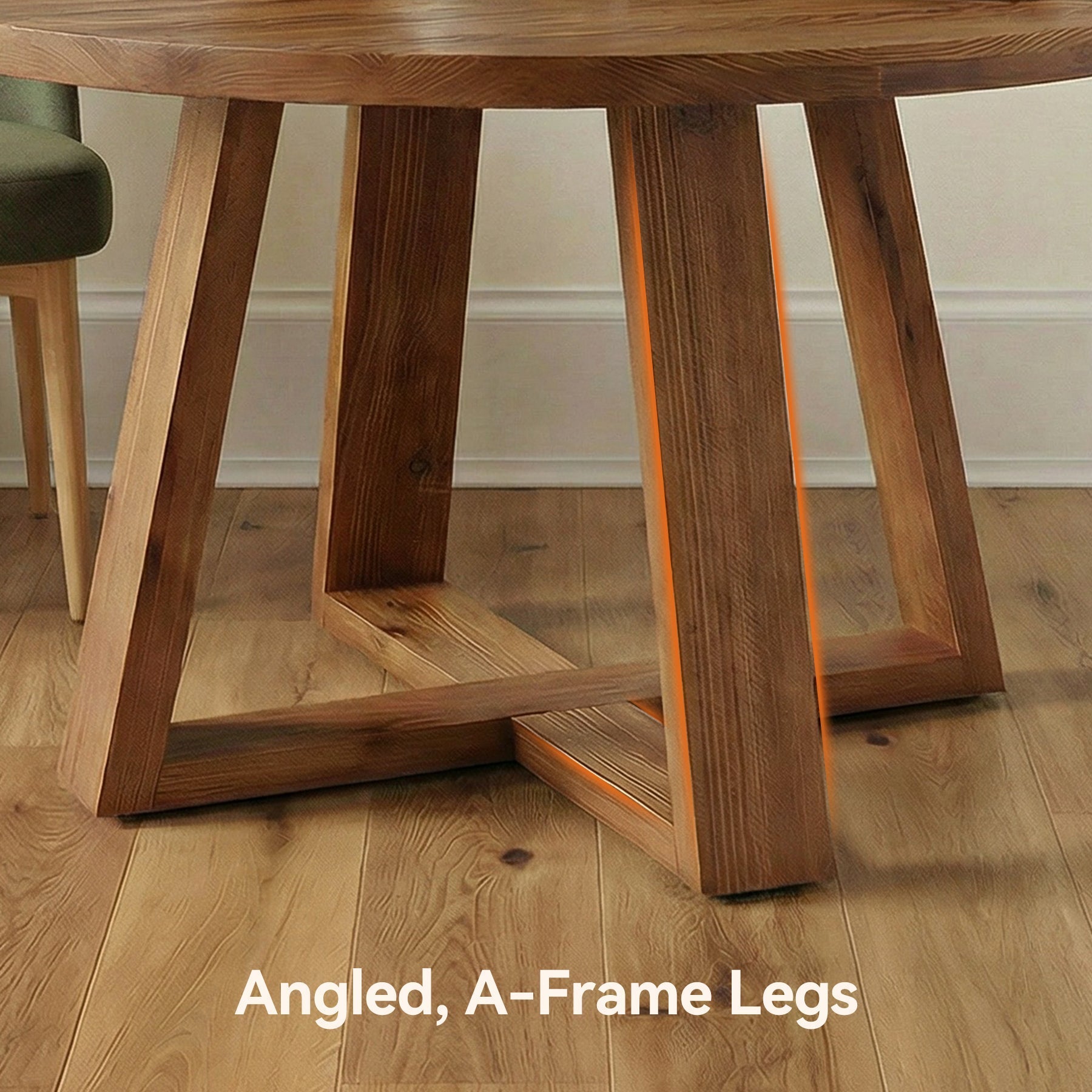 Tribesigns Ronde Eettafel 120 cm, Rustieke Eetkamertafel van Massief Hout met Schragenonderstel voor 4 Personen