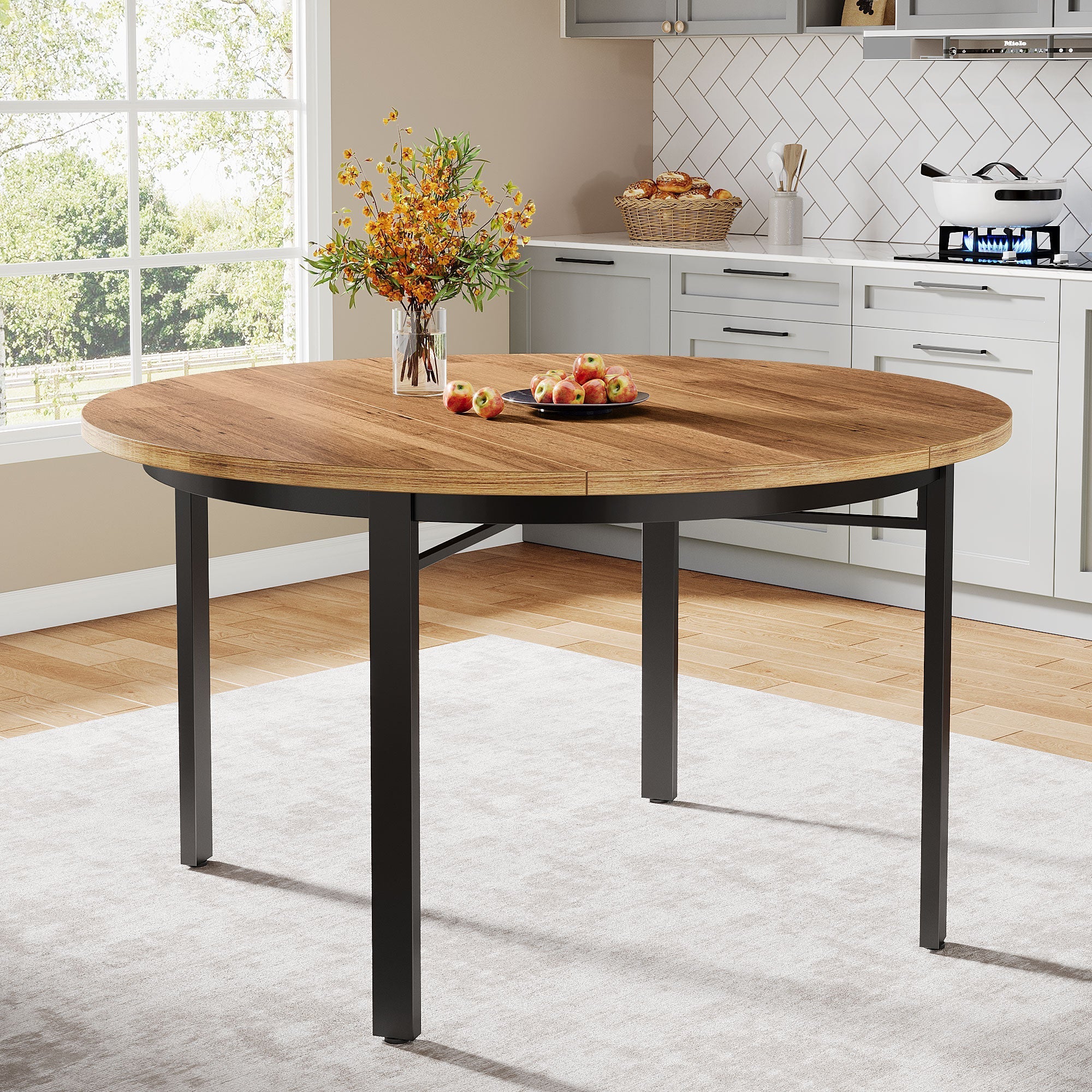 Tribesigns Ronde Eettafel, 118 cm Keukentafel Eettafel voor 4 personen