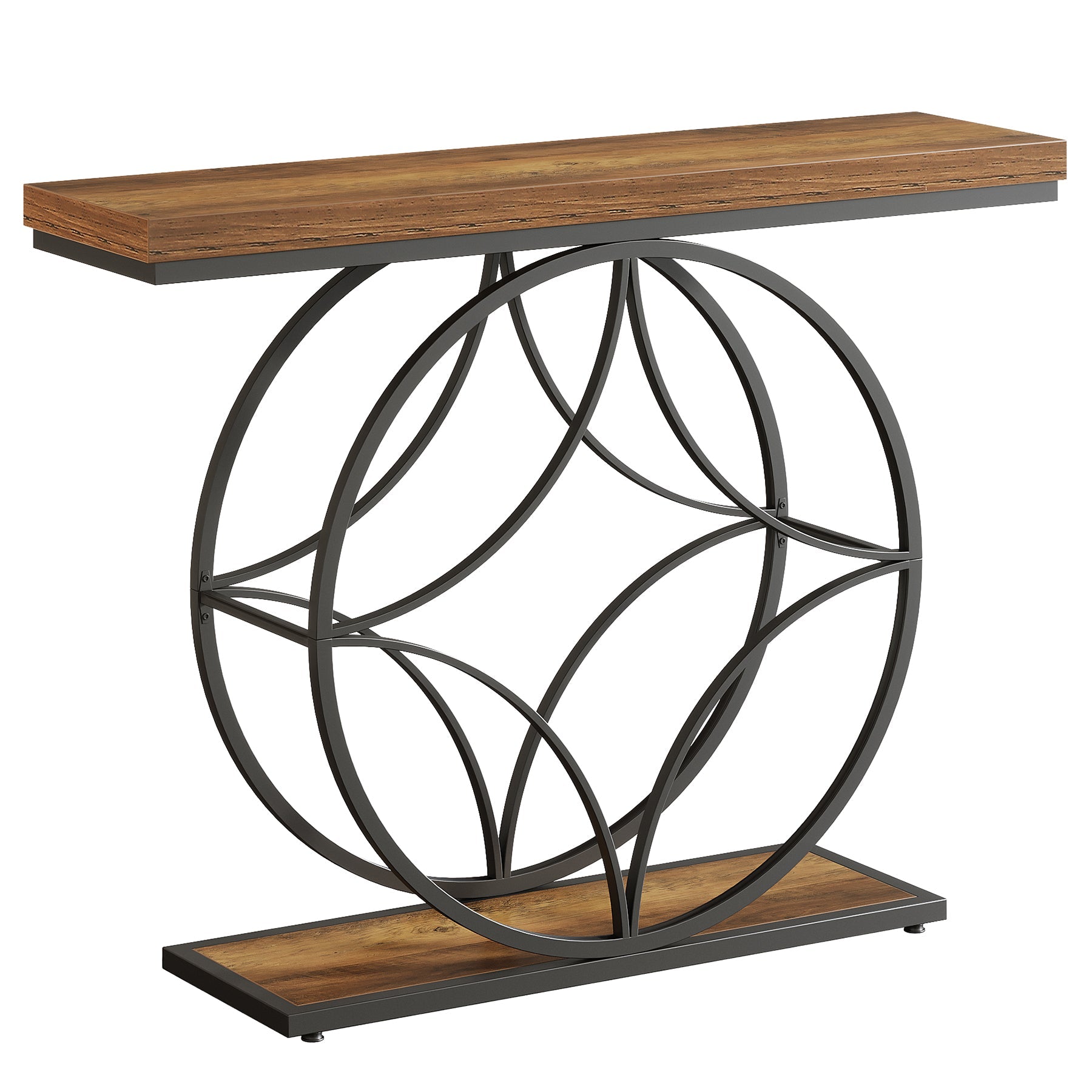 Tribesigns Industriële 2-laags consoletafel van 120 cm met geometrisch metalen frame