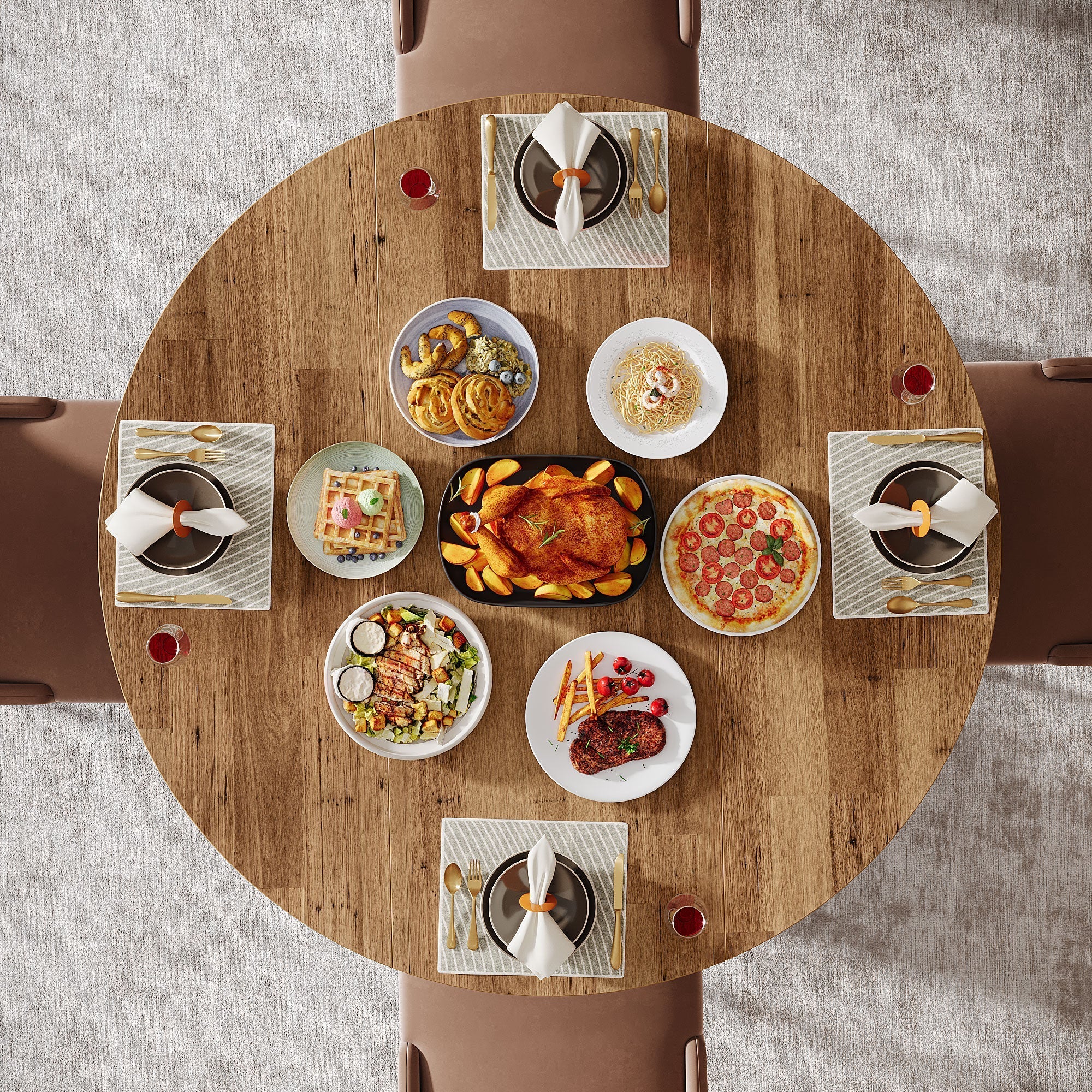 Tribesigns Ronde Eettafel, 118 cm Keukentafel Eettafel voor 4 personen