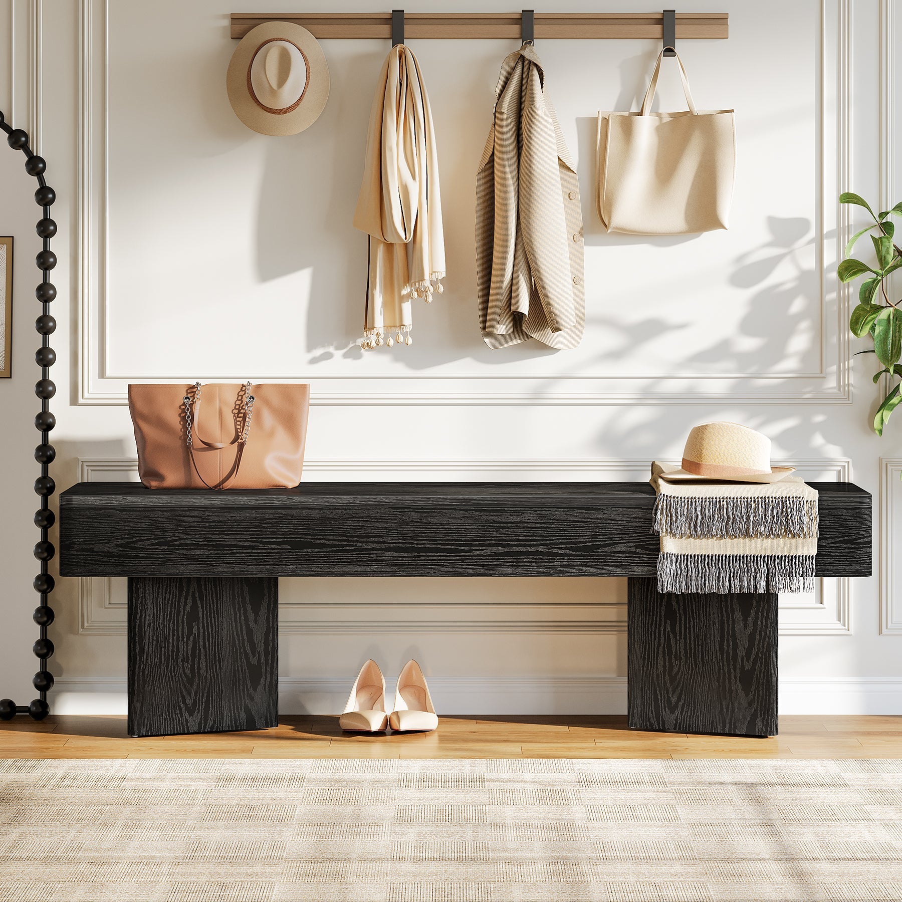 Tribesigns Banc d’Entrée 120 cm, Banc Moderne avec Base Prismatique Robuste
