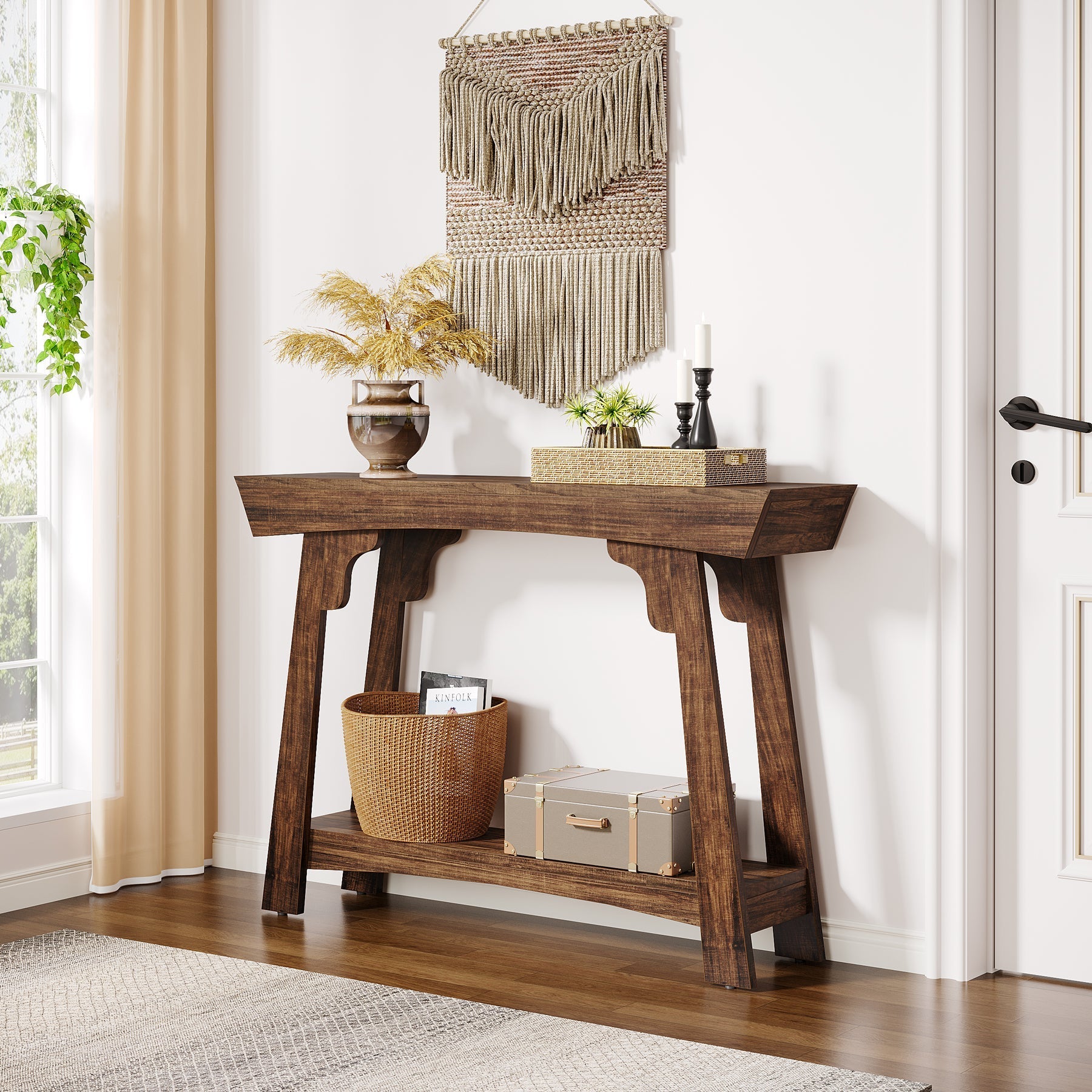 Tribesigns Consoletafel, Smalle 2-Tier Haltafel met Plank