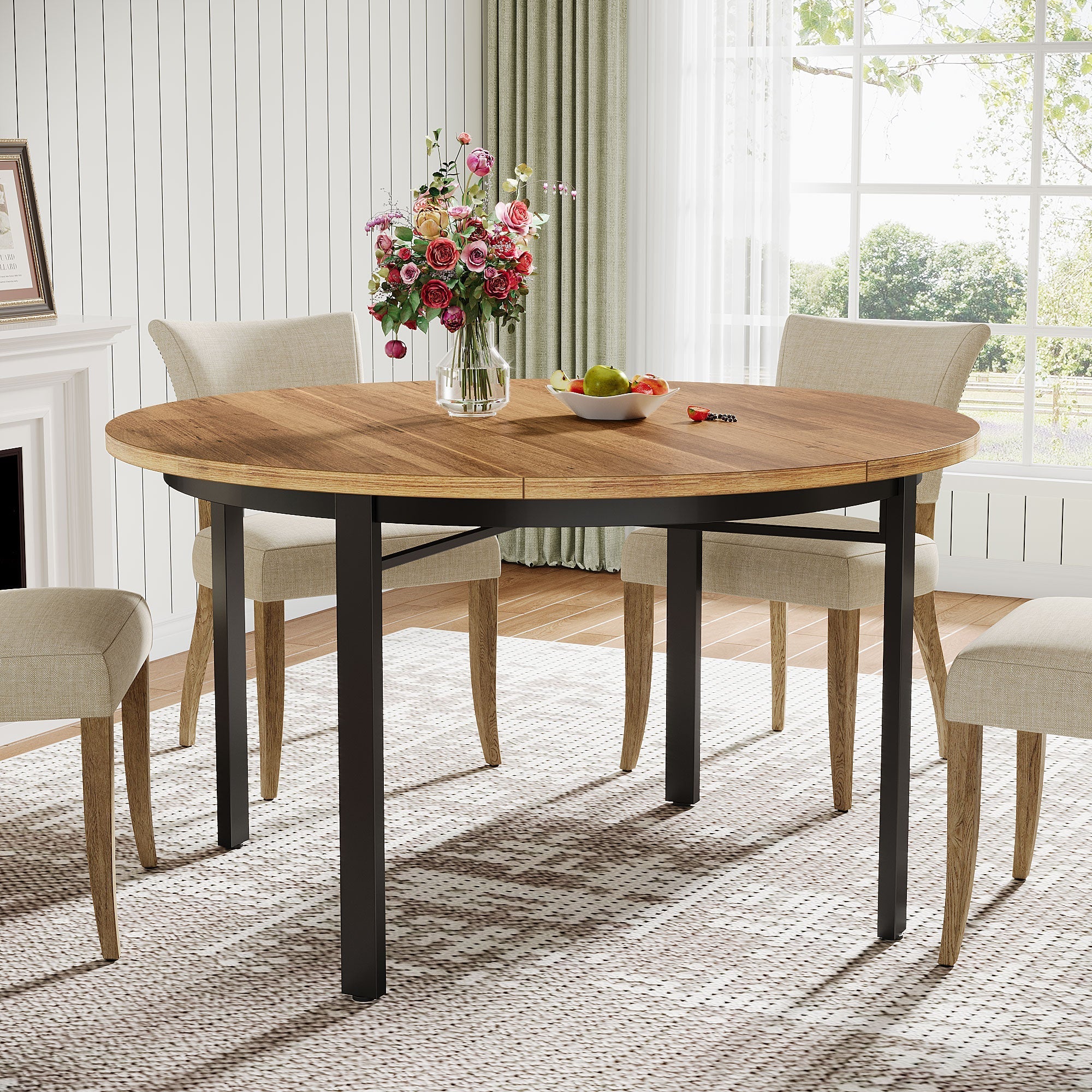 Tribesigns Ronde Eettafel, 118 cm Keukentafel Eettafel voor 4 personen
