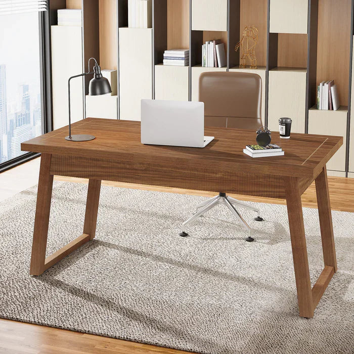 Tribesigns Bureau d'ordinateur en bois de 140 cm, Table de travail moderne du milieu du siècle avec tiroir