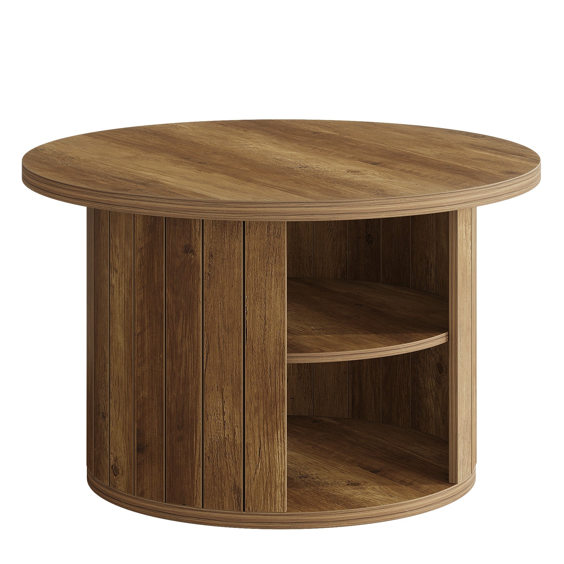 Tribesigns Ronde Salontafel, 2-Laags Cirkelvormige Salontafel Kleine Houten Salontafel