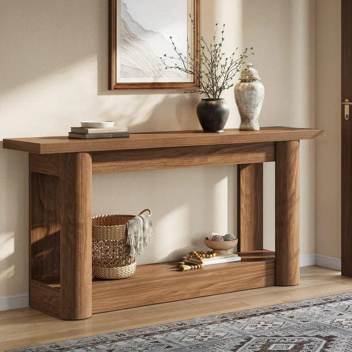 Tribesigns Consoletafel 160 cm, Boerenstijl 2-laags banktafel voor de hal