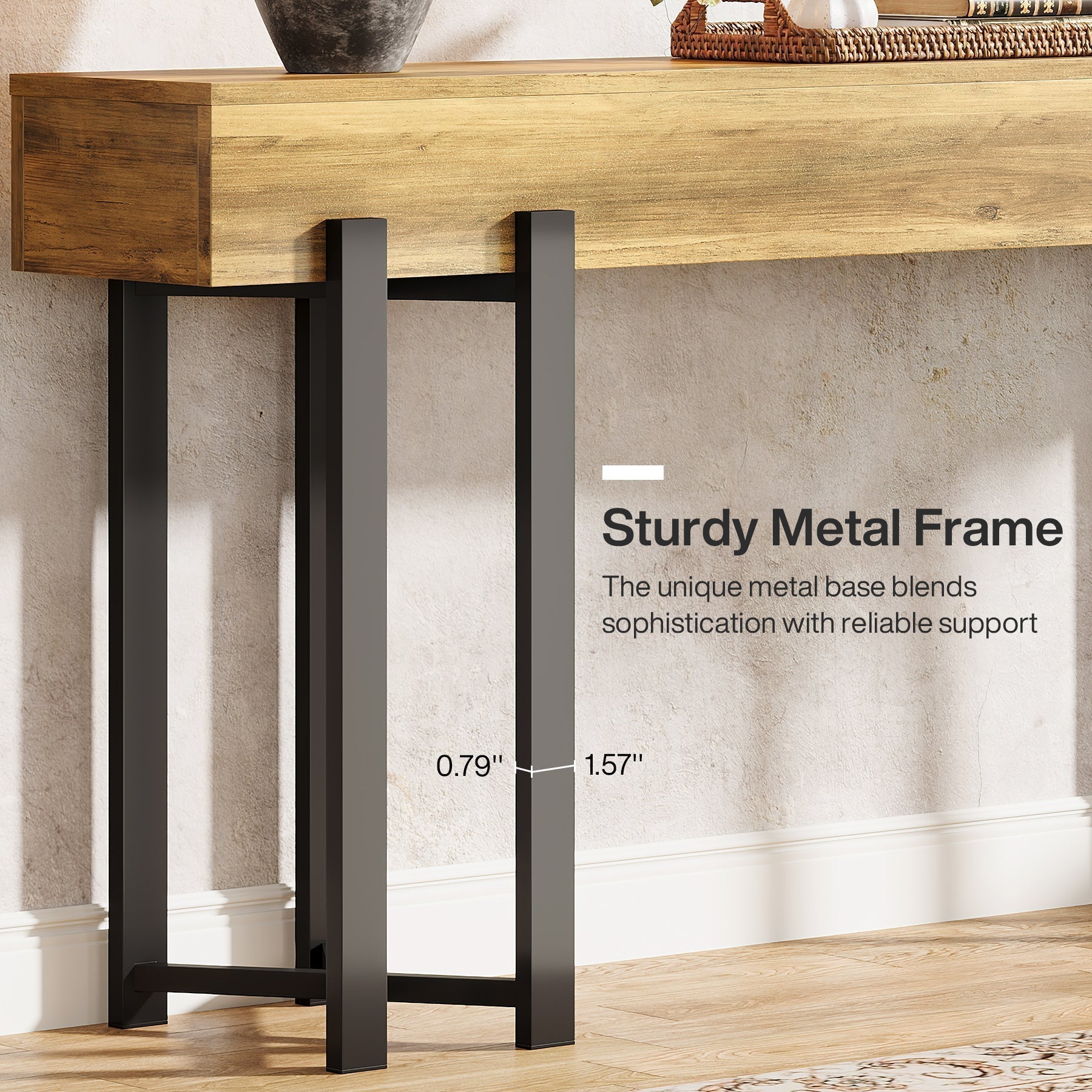 Tribesigns Console de 160 cm, Table-banc en bois pour hall d'entrée