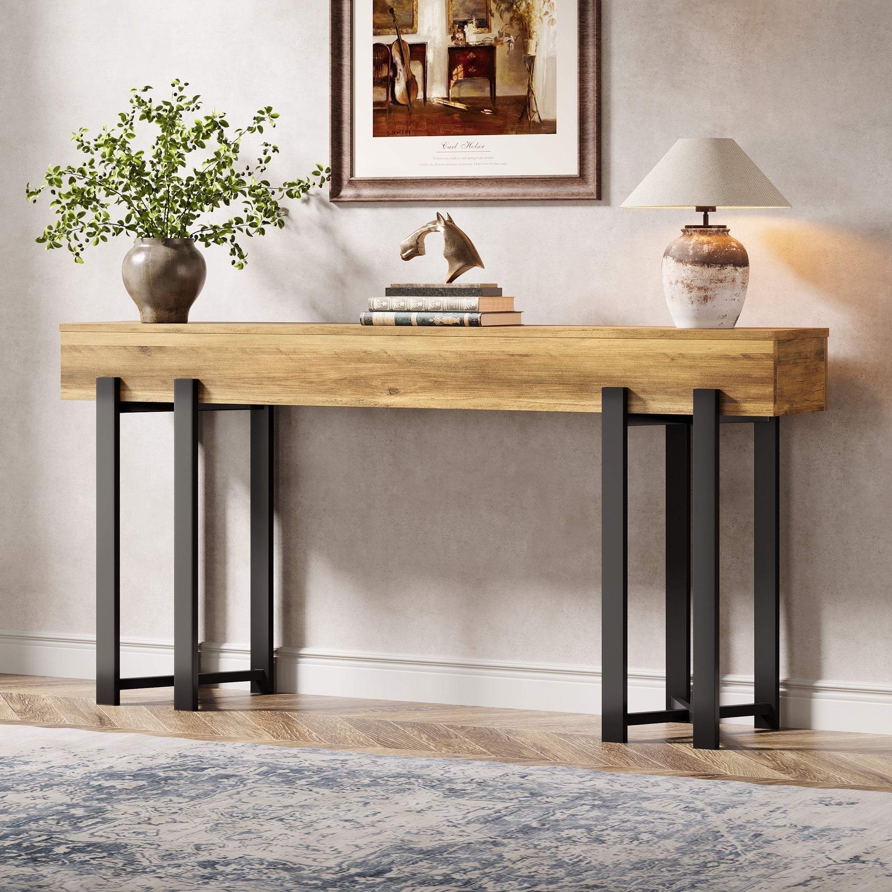 Tribesigns Console de 160 cm, Table-banc en bois pour hall d'entrée