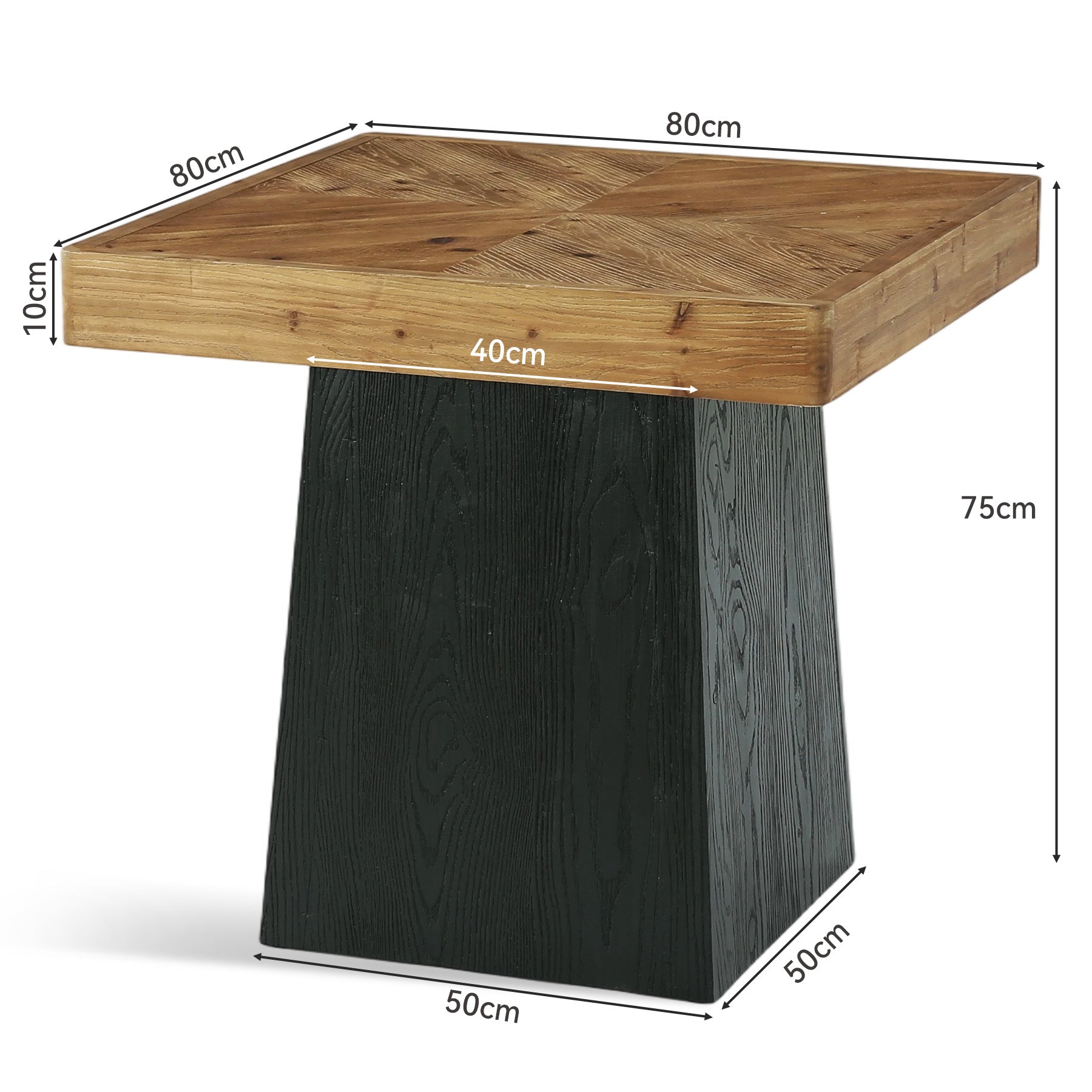 Tribesigns Vierkante Eettafel, Massief Hout, 80 cm voor 2-4 Personen, Rustieke Keukentafel met Stevige Centrale Poot