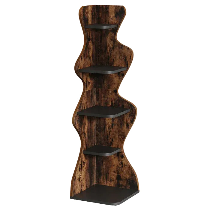Tribesigns Hoekplank met 5 niveaus, 175,3 cm hoog, houten, vrijstaande, vierkante hoekplank
