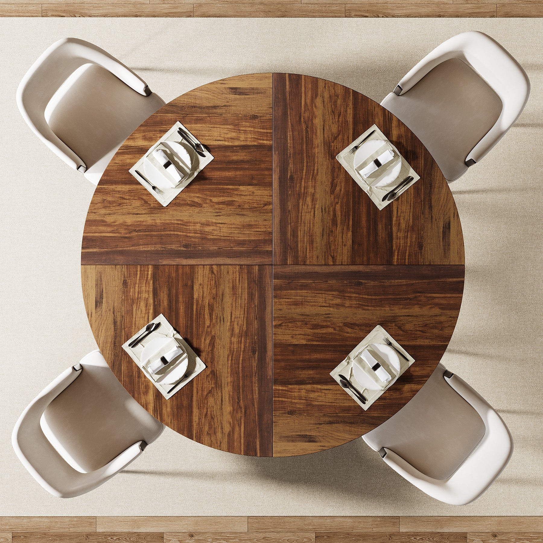 Tribesigns Table à manger ronde, Table de cuisine moderne de 120 cm pour 4 personnes