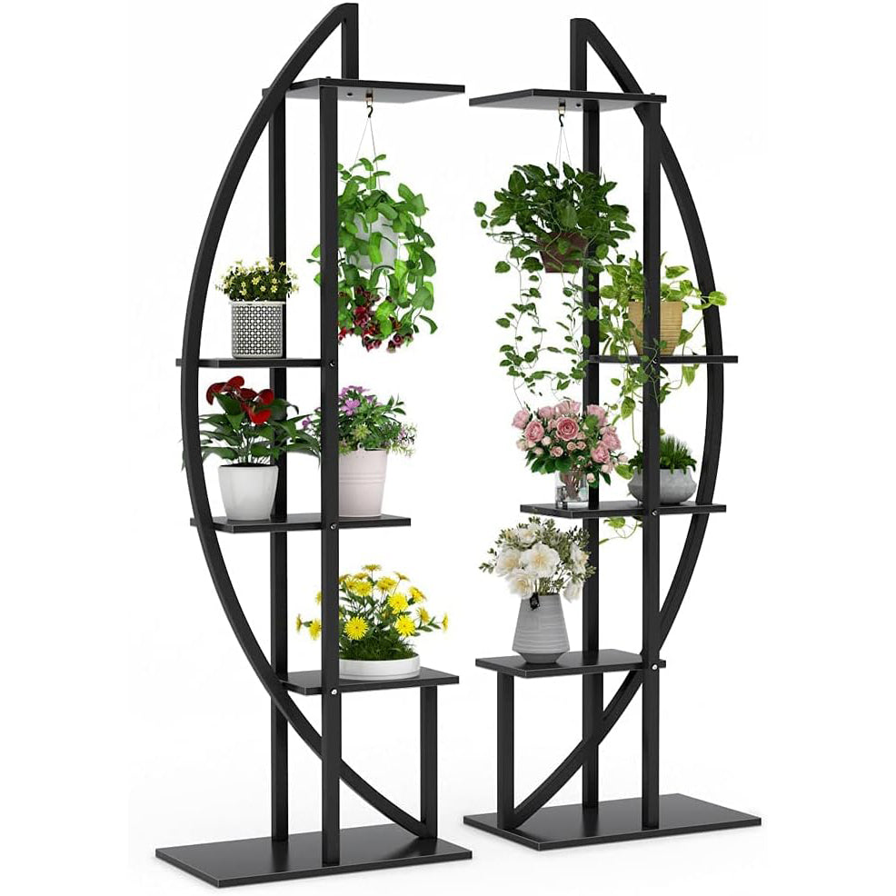 Tribesigns Set van 2 plantenstandaarden met 5 niveaus, Veelzijdig gebogen displayrek