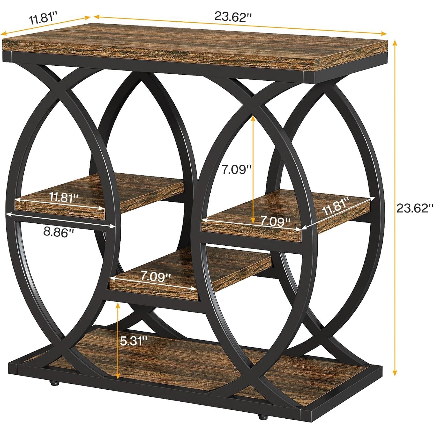 Tribesigns Table d'appoint avec 4 étagères, Table de chevet étroite avec espace de rangement