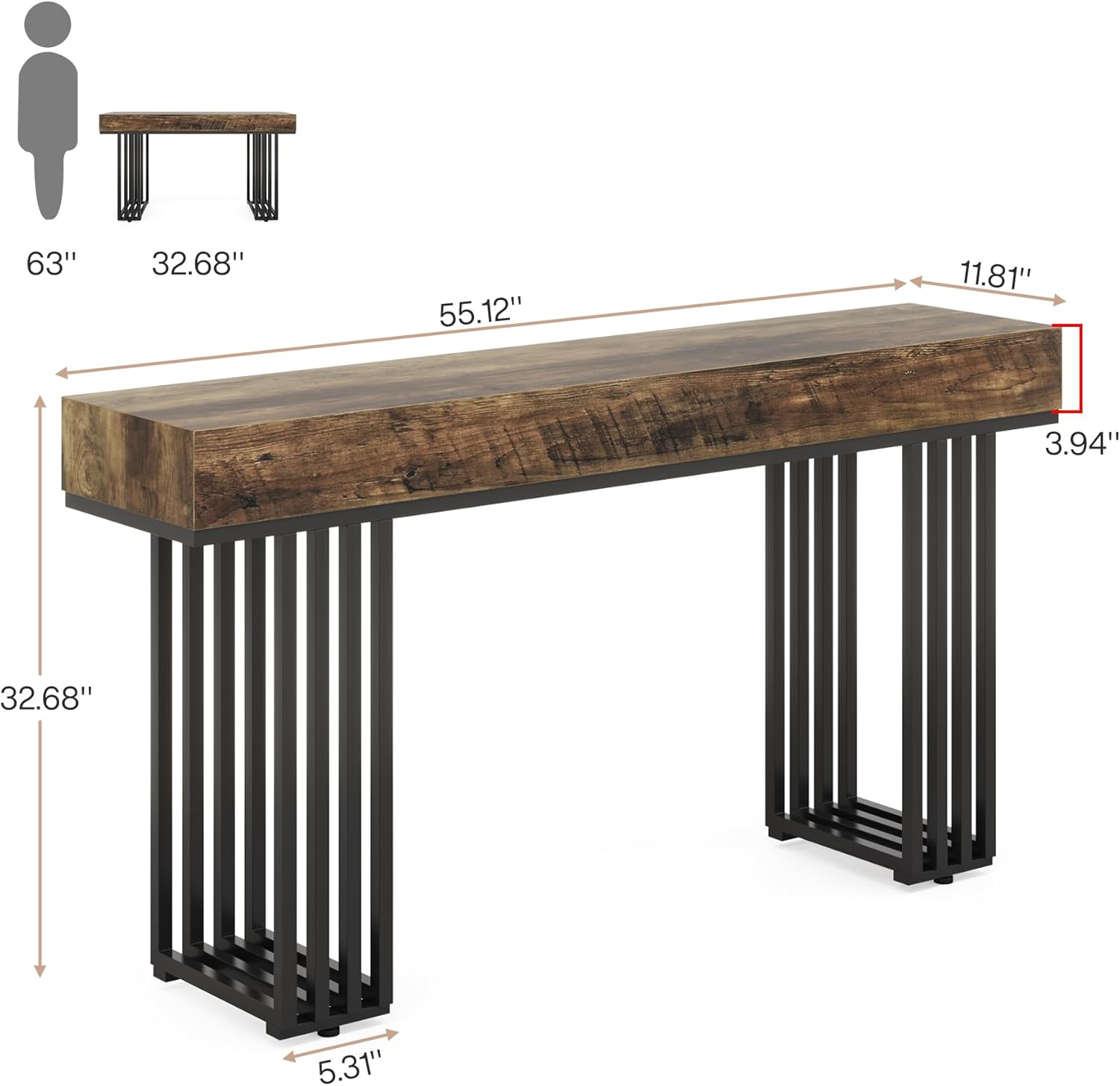 Tribesigns Sidetable, Industriële haltafel met elegant metalen frame