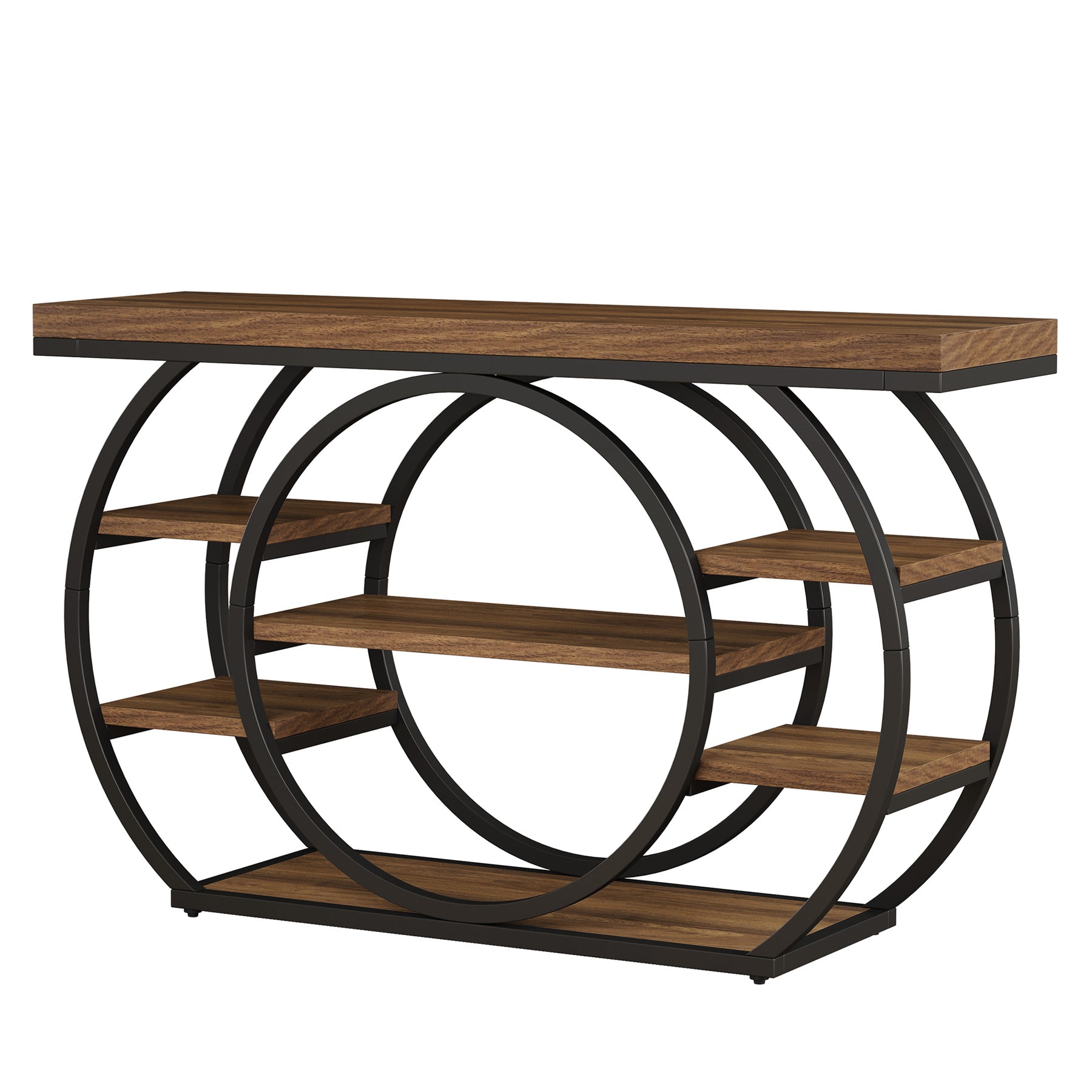 Tribesigns Console van 120 cm, Industriële 5-laagse salontafel met metalen frame