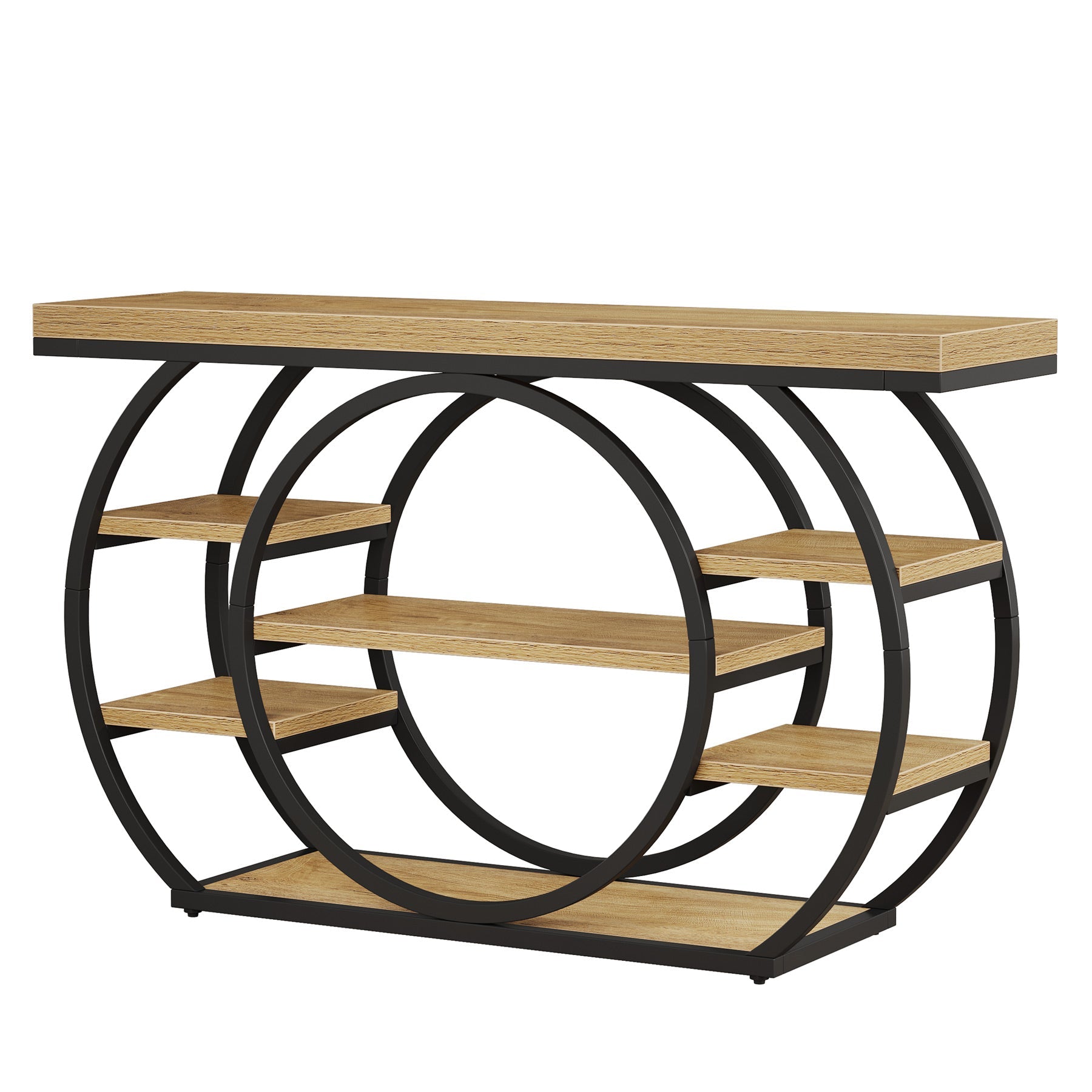 Tribesigns Console van 120 cm, Industriële 5-laagse salontafel met metalen frame