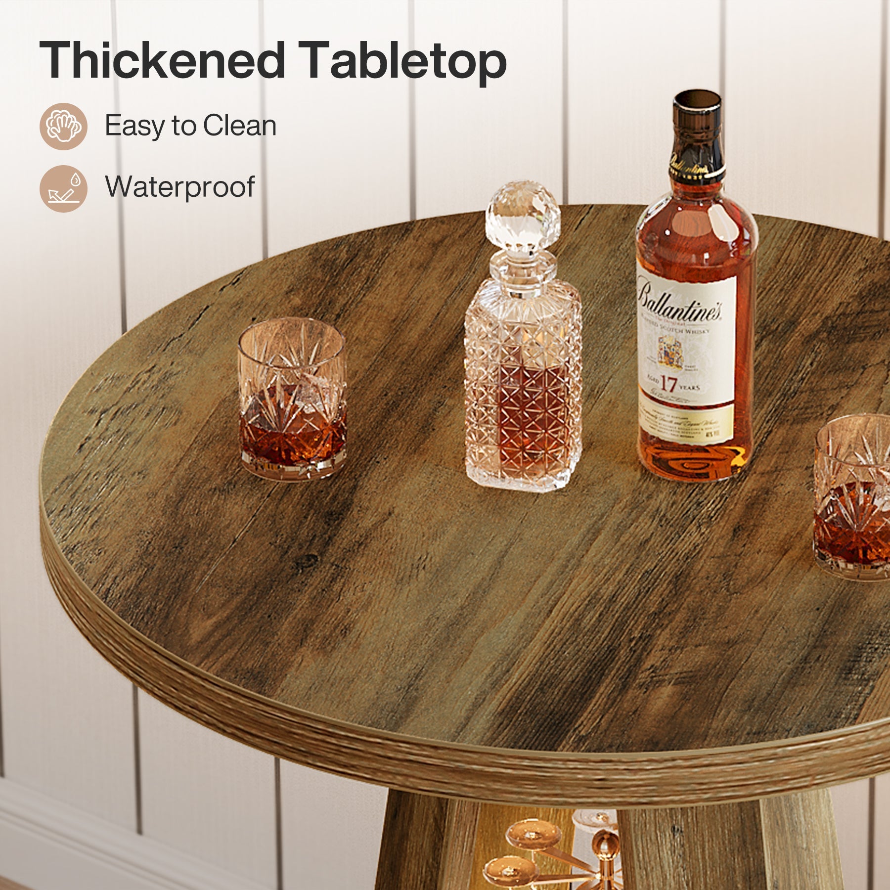 Tribesigns Ronde bartafel van 100 cm met opbergruimte, industriële bistrotafel voor woonkamer, bar, kleine ruimtes