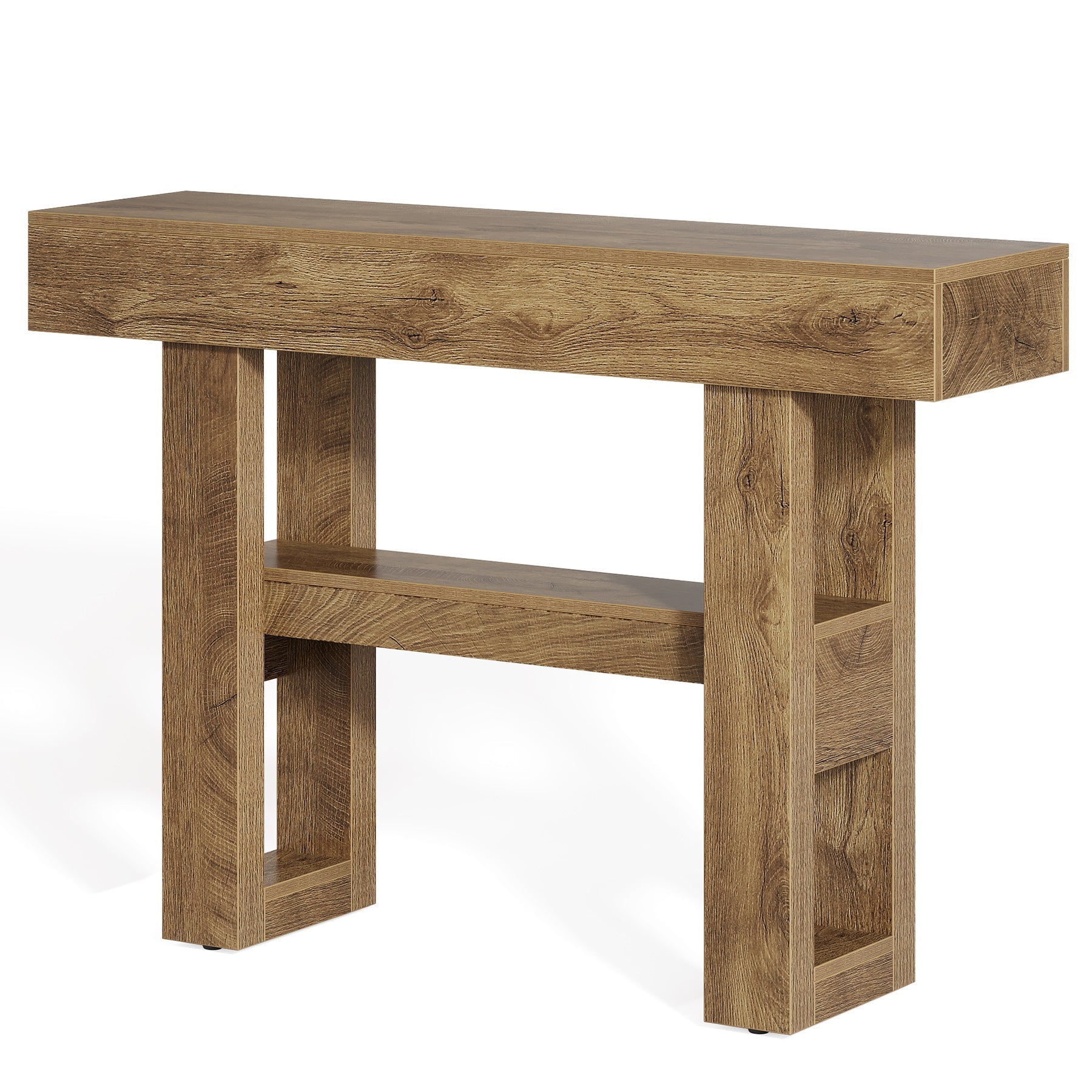 Tribesigns Farmhouse Table console étroite à 2 niveaux, Meuble d'entrée avec compartiments de rangement