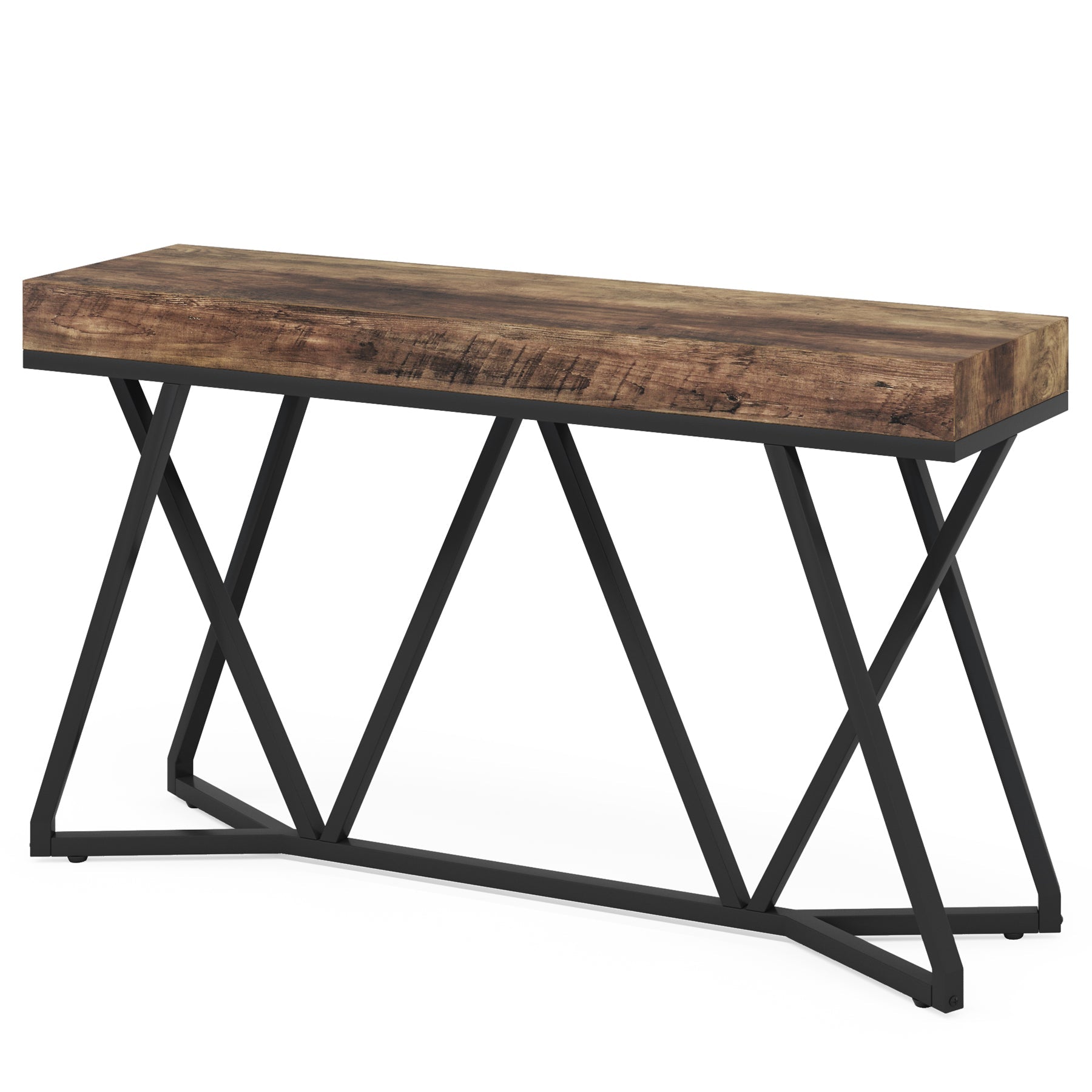 Tribesigns Houten Consoletafel, Entreeconsole met Unieke Metalen Basis, Lage Tafel