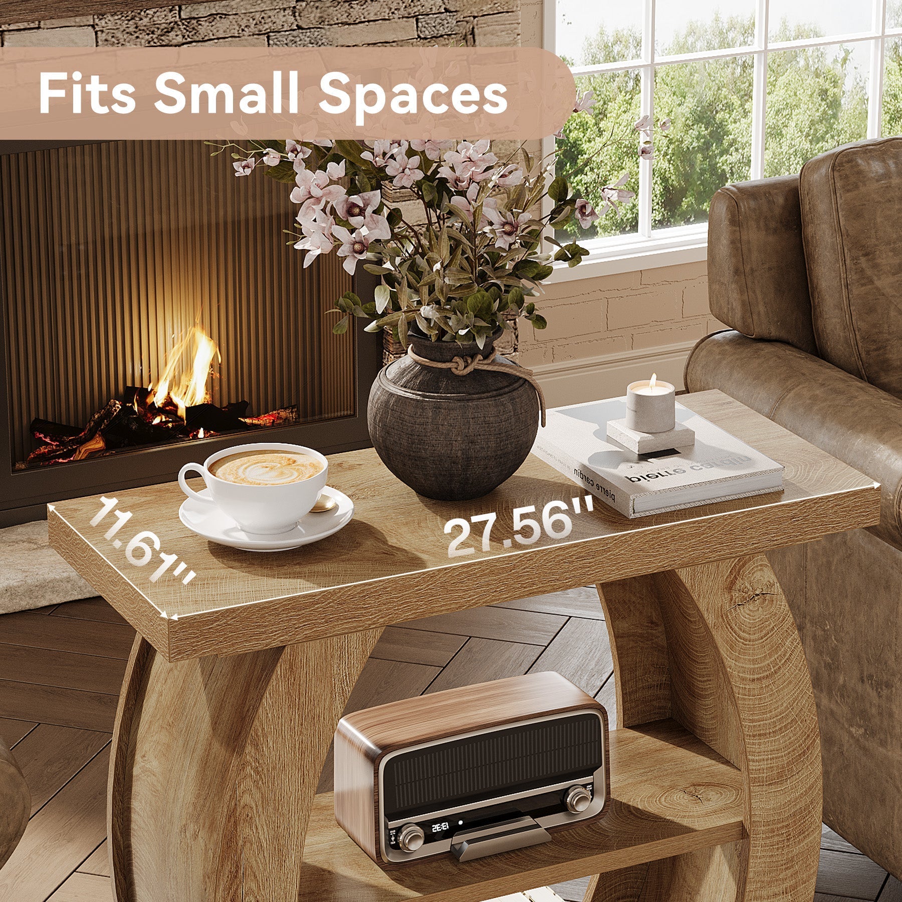 Tribesigns Table d'appoint étroite pour salon ou chambre, Table de 60 cm avec 3 niveaux de rangement
