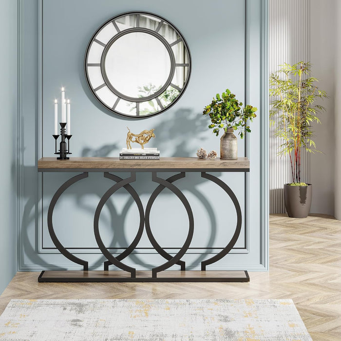 Tribesigns Gouden Consolle tafel 140 cm, Moderne haltafel voor de entree