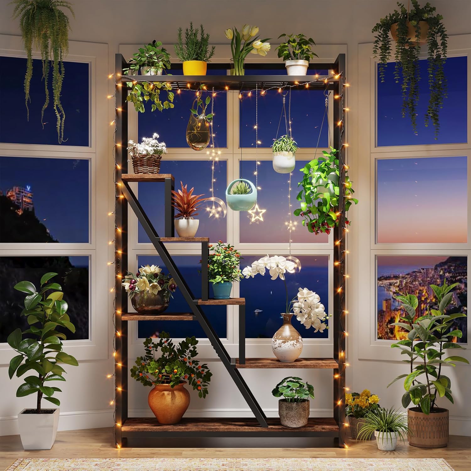 Tribesigns 7-Tier plantenstandaard voor binnen, grote metalen plank van 180 cm
