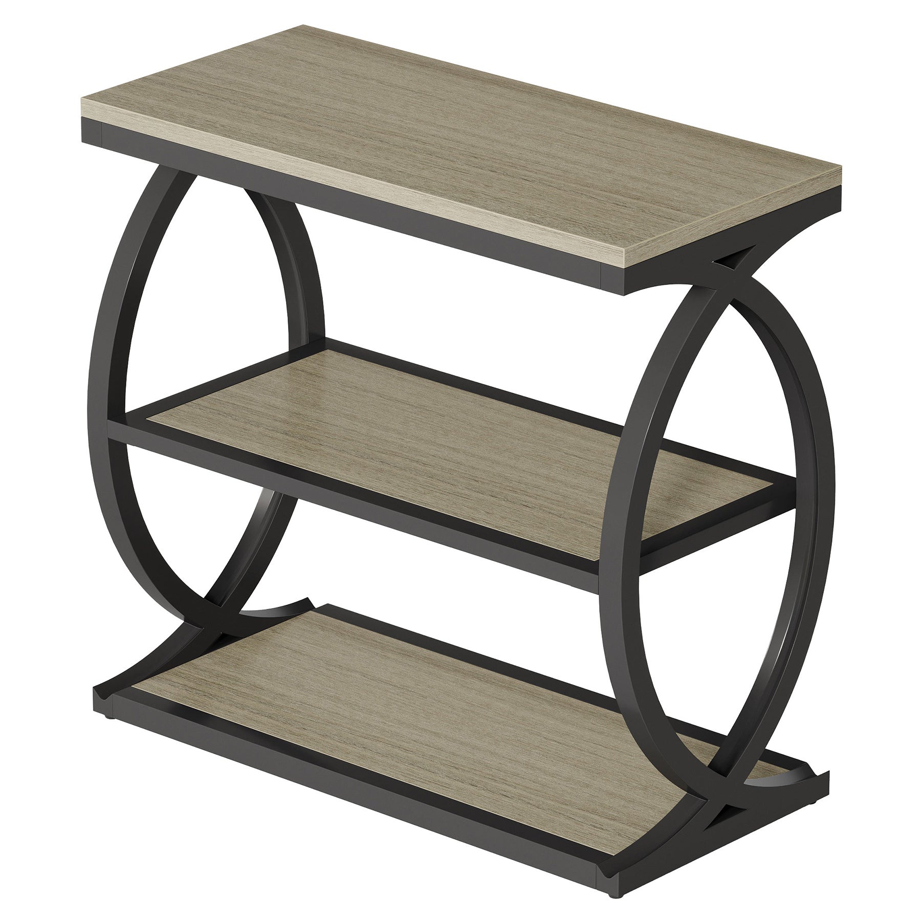 Tribesigns Table d'appoint étroite à 3 niveaux, Table d'appoint industrielle en bois avec cadre en métal