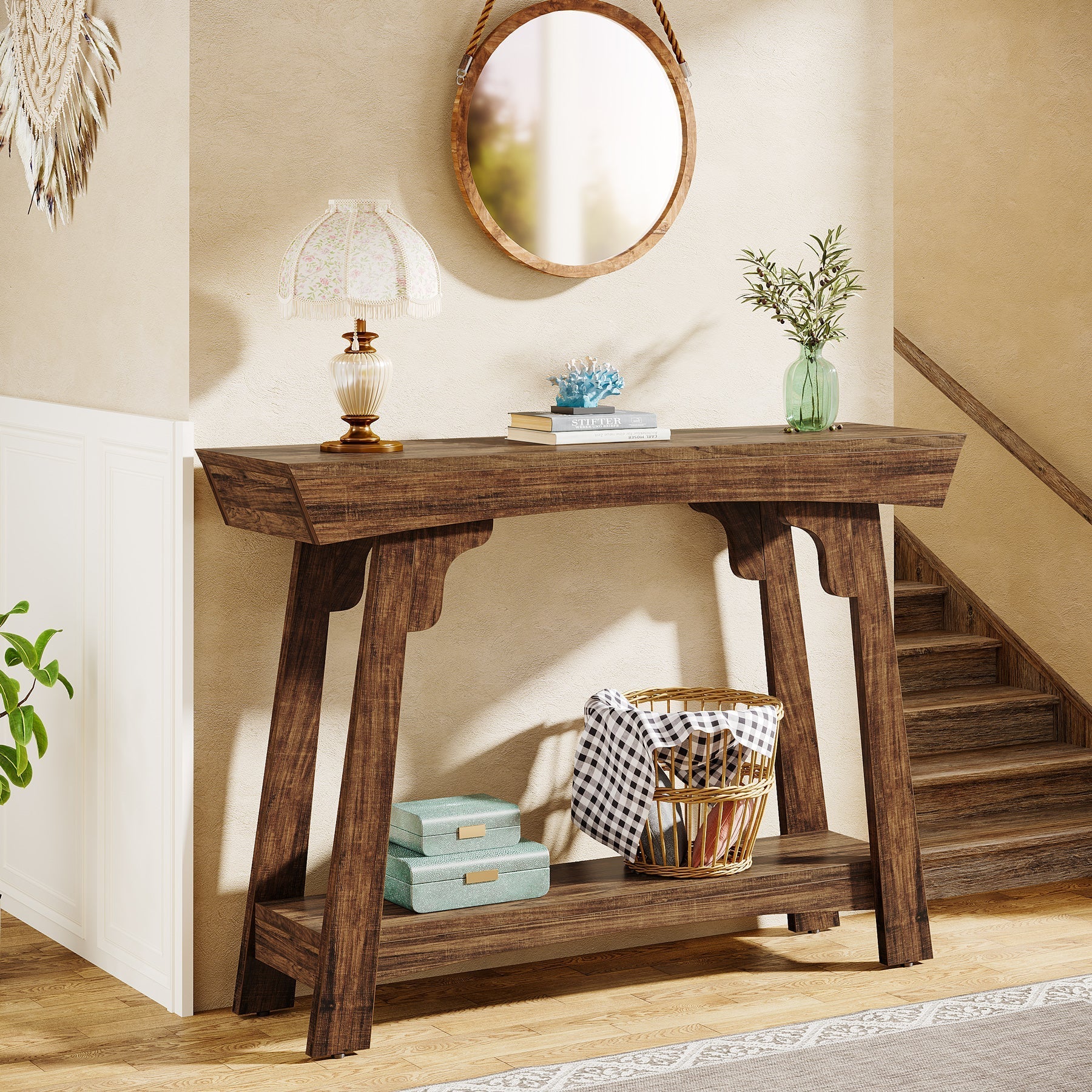 Tribesigns Consoletafel, Smalle 2-Tier Haltafel met Plank