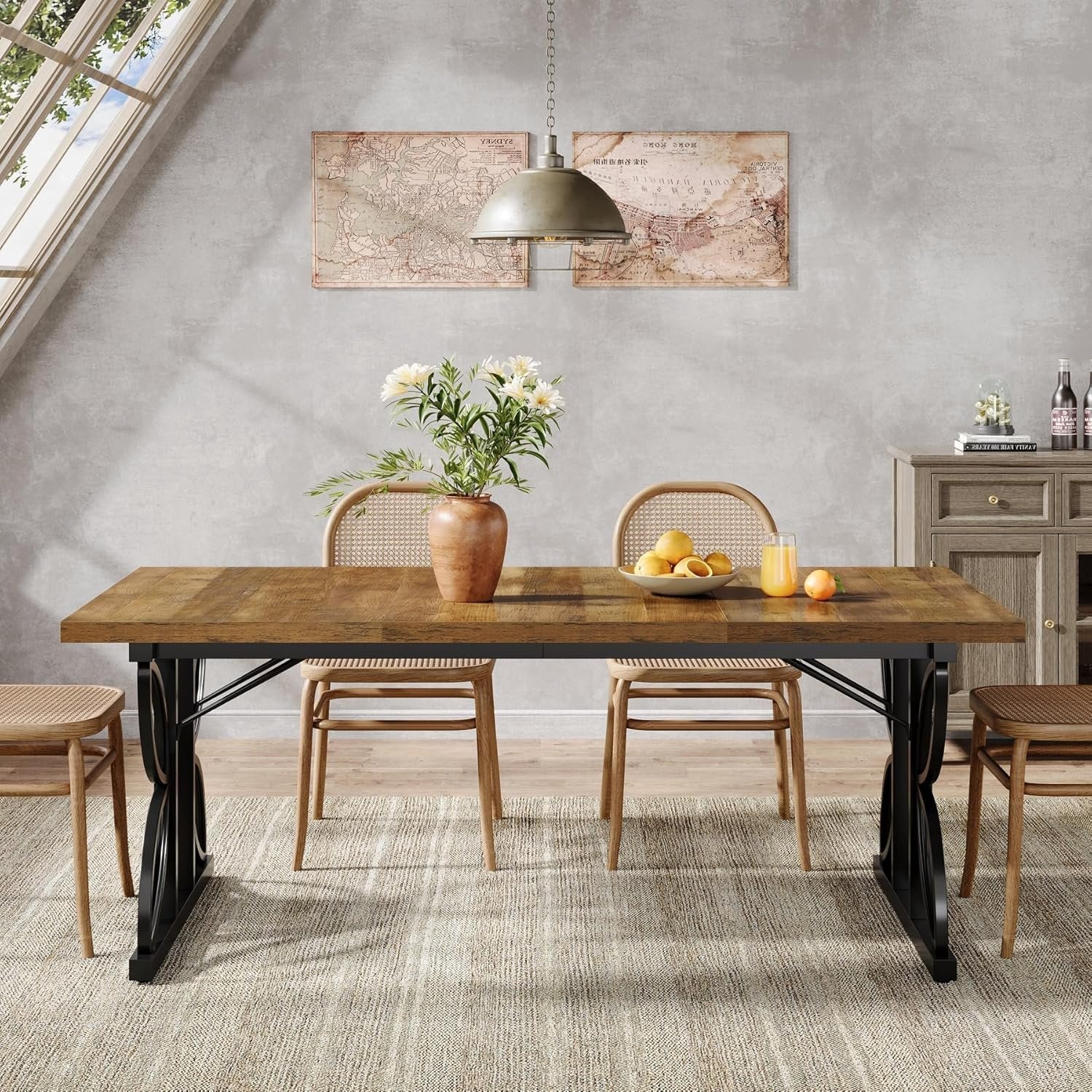 Tribesigns Rechthoekige Eettafel, Industriële Keukentafel voor 6 tot 8 Personen