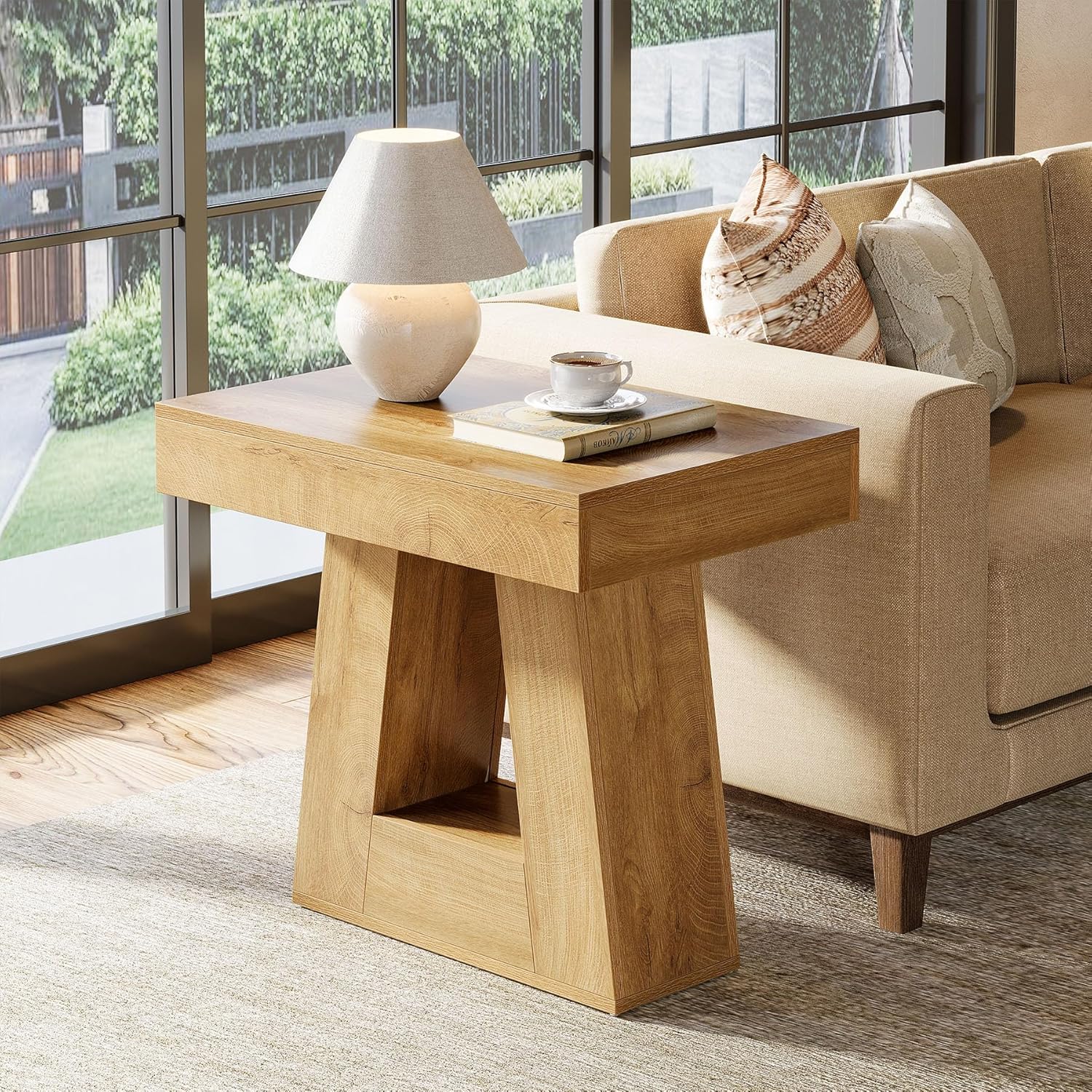 2-laags smalle bijzettafel met 60 cm brede basis