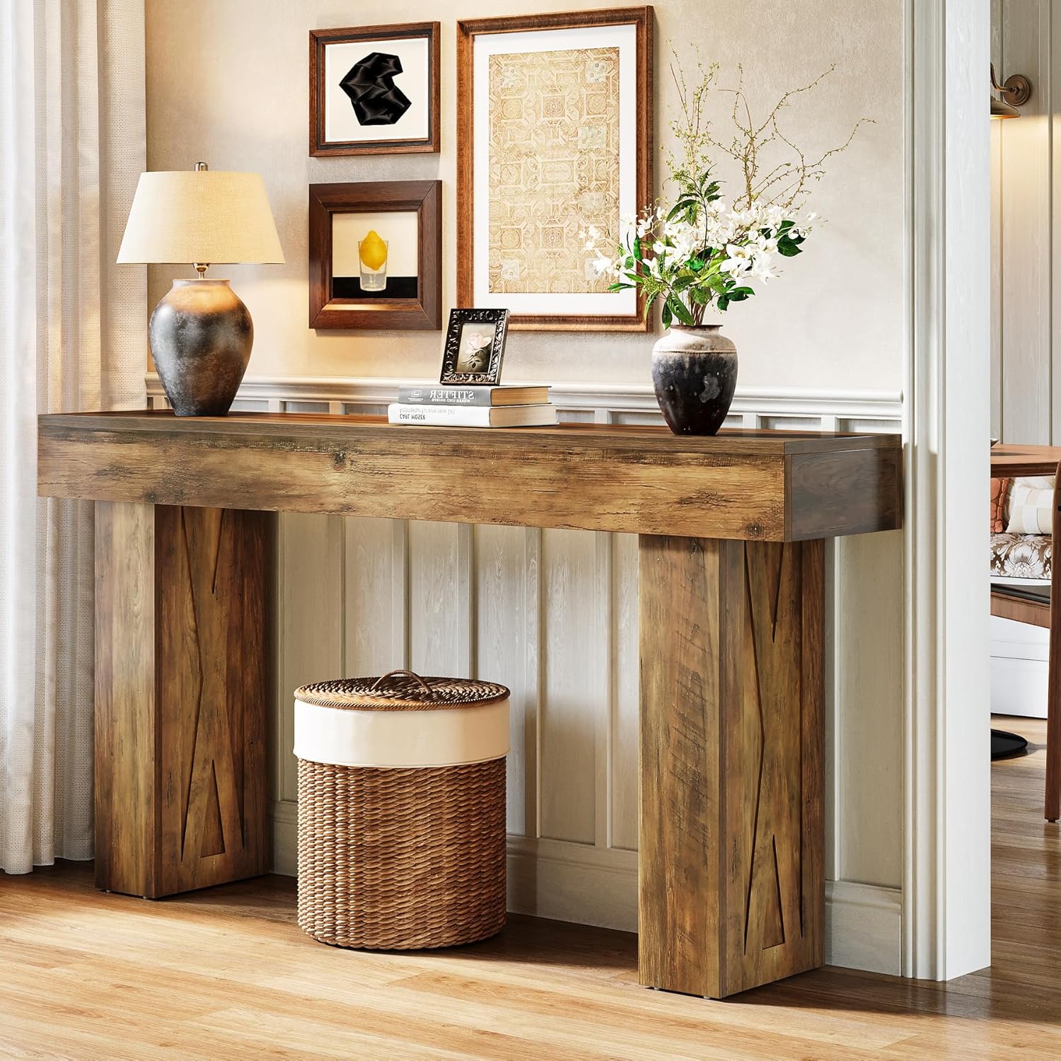 Tribesigns Smalle consolestafel 160 cm, Moderne banktafel voor hal Entreettafel voor woonkamer