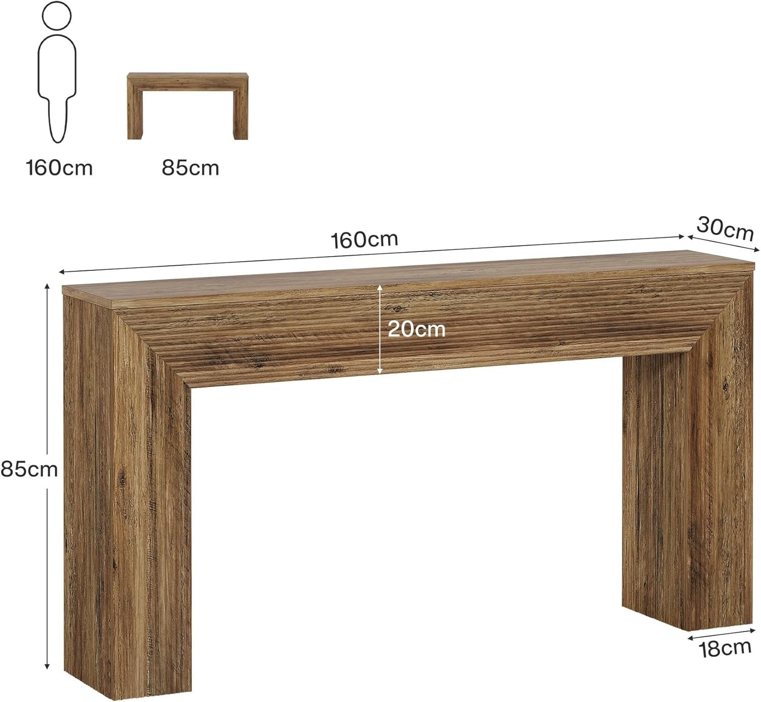 Tribesigns 160 cm Consoletafel met Gegroefd Ontwerp, Industriële Bijzettafel