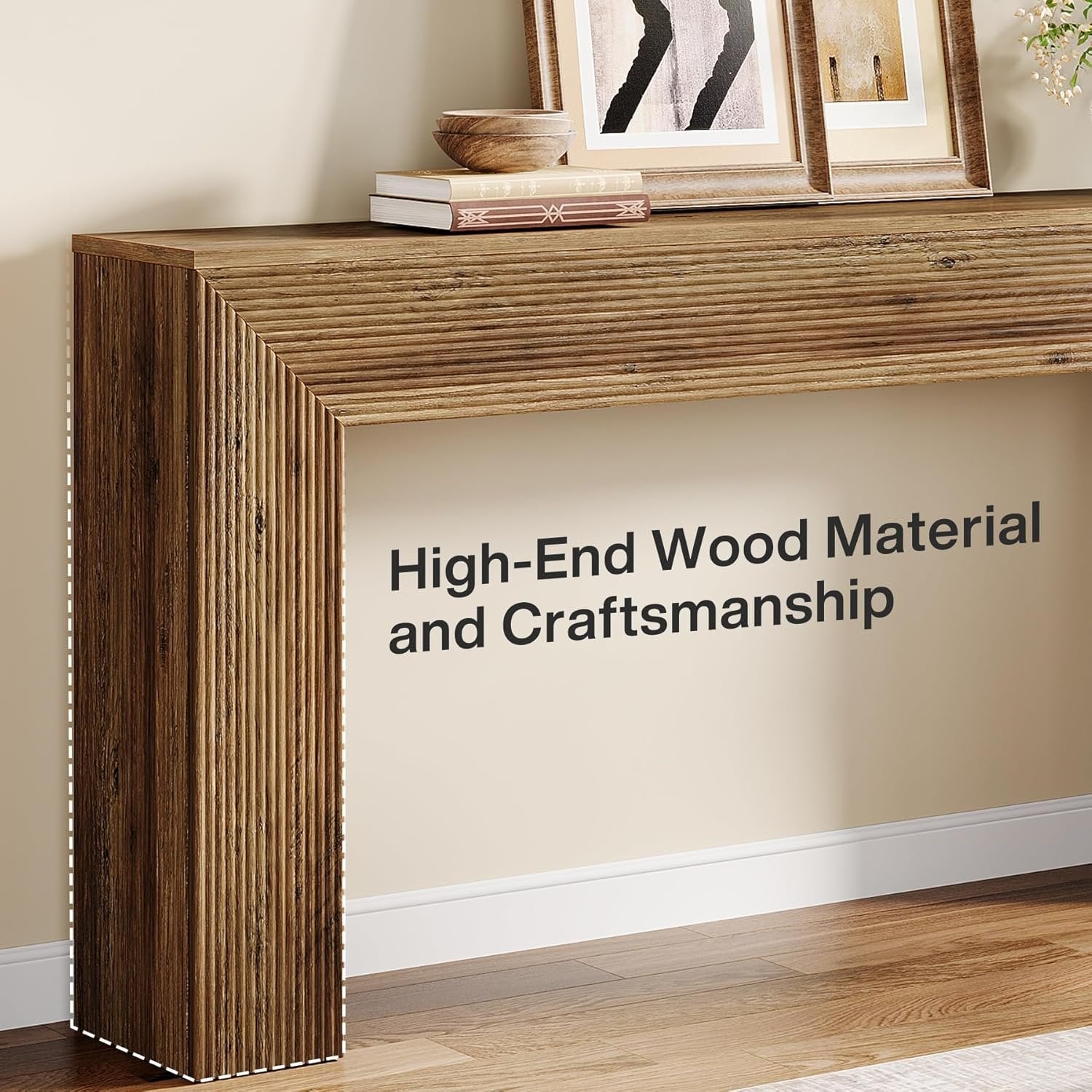 Tribesigns 160 cm Consoletafel met Gegroefd Ontwerp, Industriële Bijzettafel