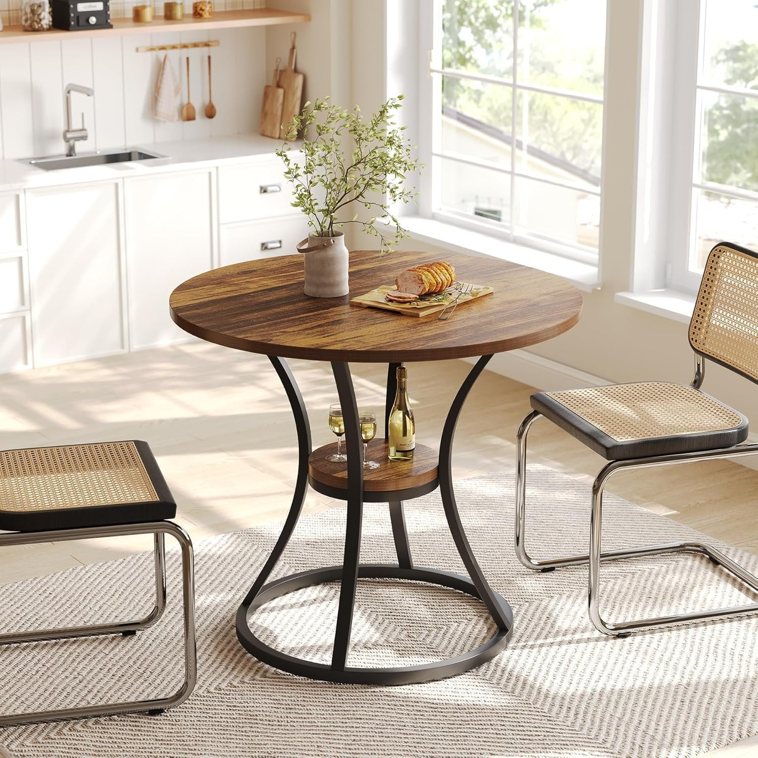 Tribesigns ronde eettafel, 80 cm, voor 2-4 personen, voor keuken en woonkamer